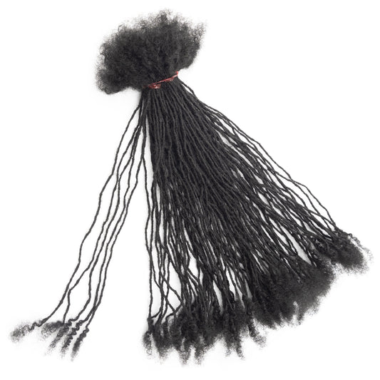 Human Hair Afro Kinky 0.1cm Can Be Bleached Dreadlocks Extension 4-24 Inch Handmade Crochet Micro Inter Locs with Curly End