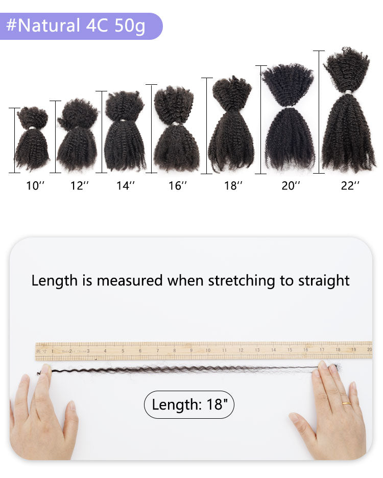 High Grade Twist Hair 100% Virgin Human Braiding Hair 4C Afro Kinky Bulk Hair Extensions Easy for Micro Braids and Micro Locs