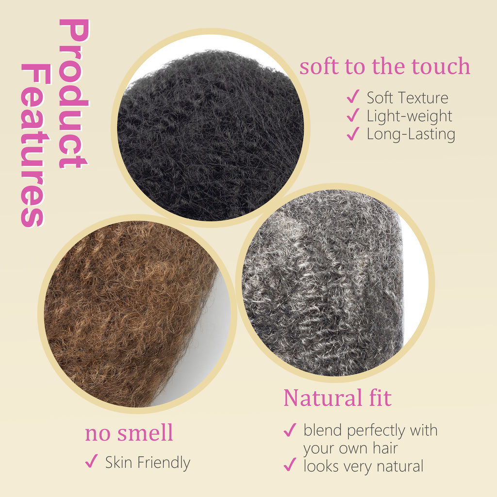 30g/pack 100% Afro Kinky Bulk Human Hair Cheveux Humains Curly Hair Bulk for Twisting Pre-stretch for Braiding