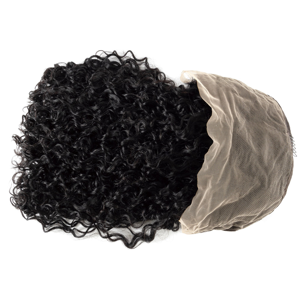 Wholesale 20'' HD Glueless Lace Frontal Double Drawn Natural Raw Peruvian Human Hair Kinky Curl Front Wig for Black Women