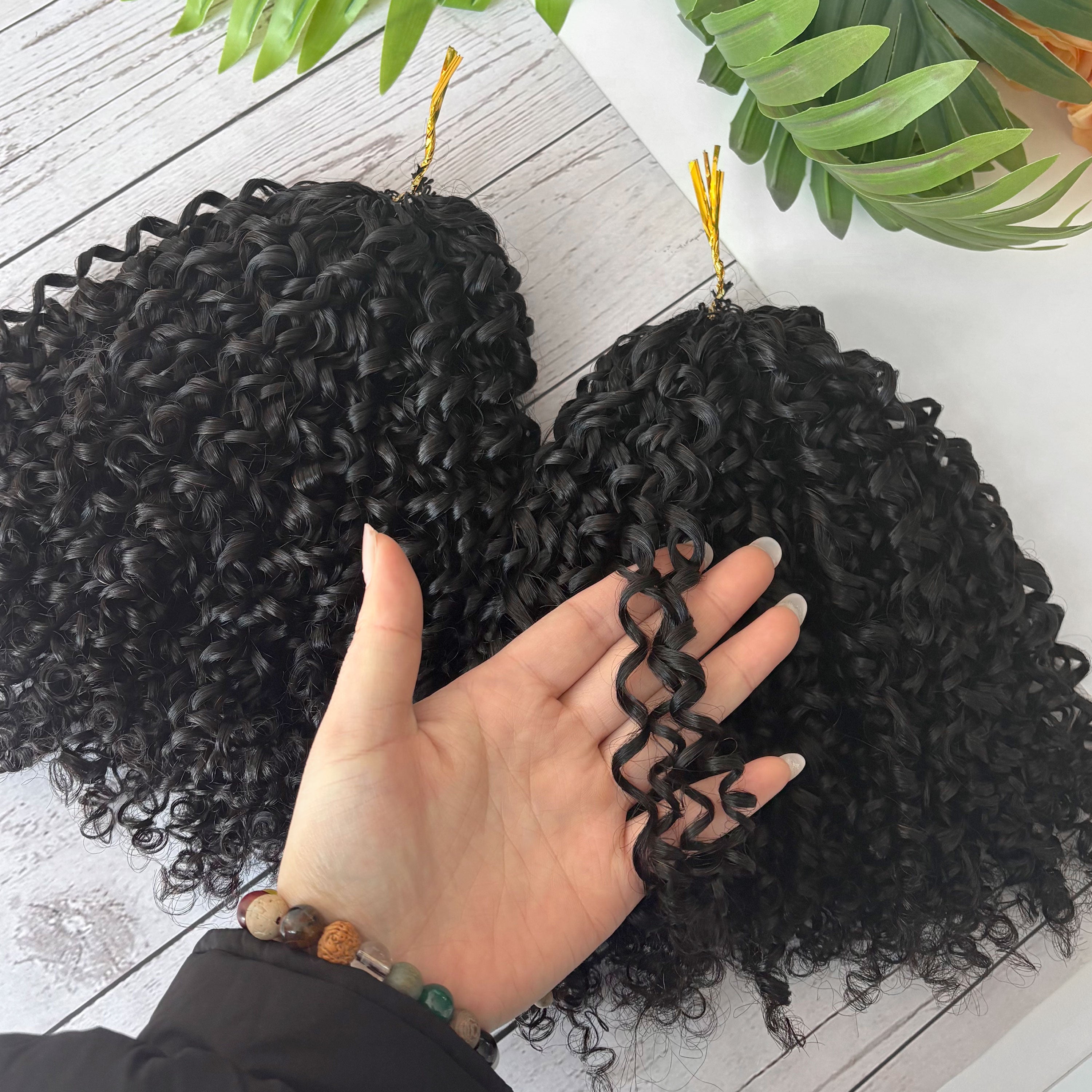 Wholesale Pre-looped Hair Pixie Curly Crochet Human Hair Two Strands Human Hair Feathers Crochet No Tip Raw Virgin Extensions