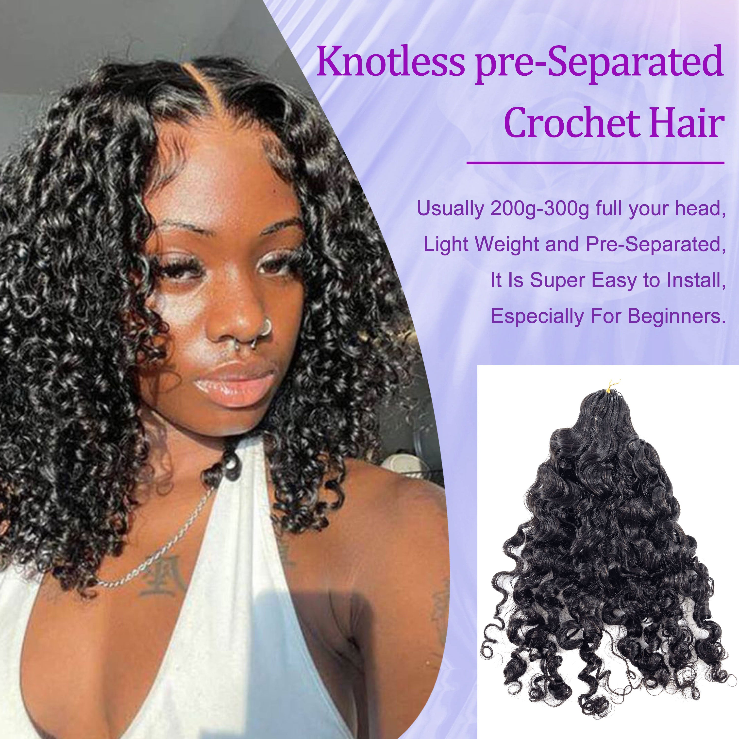 Burmese Curly Pre Looped Human Hair Twist Crochet Braids Soft Feather Crochet Human Hair Invisible Crochet Hair Extensions