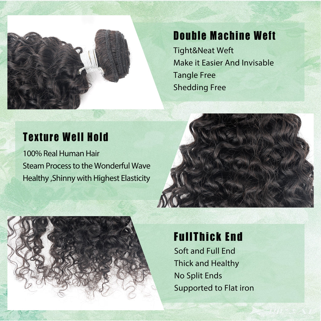 100% Virgin Raw Human Hair Weft Unprocessed Double Drawn Hair Extensions Jerry Curly Hair Texture for Braids