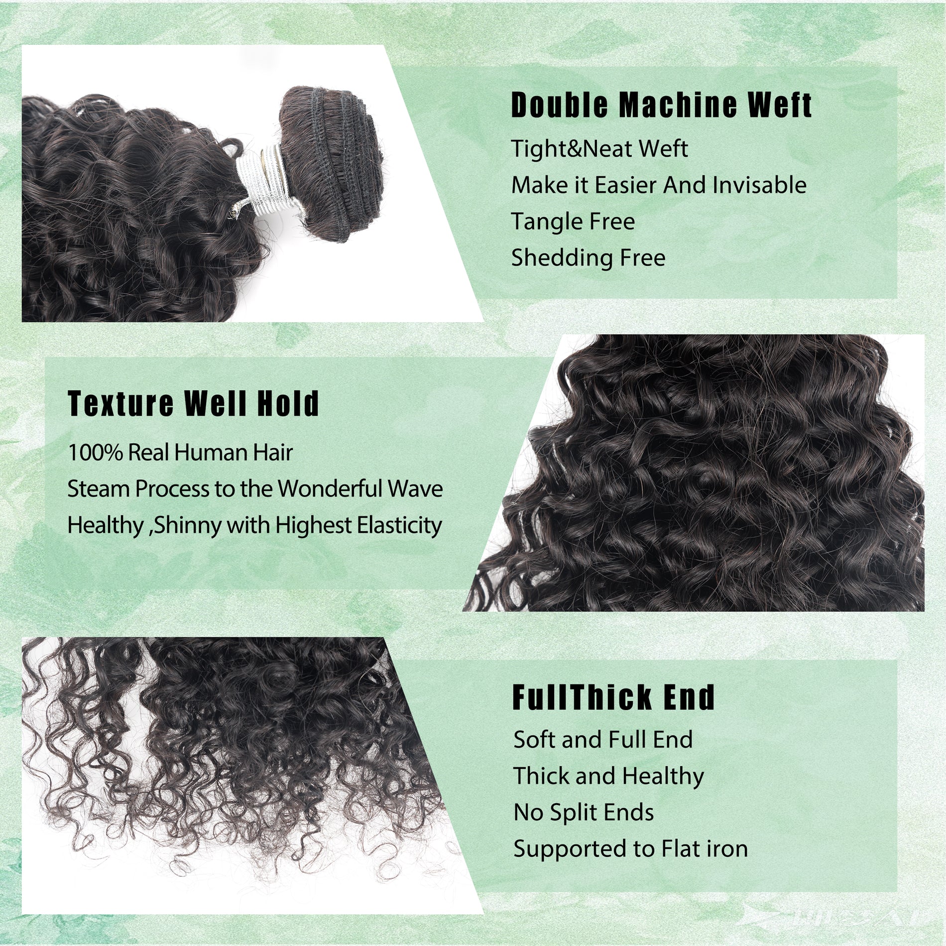 100% Virgin Raw Human Hair Weft Unprocessed Double Drawn Hair Extensions Jerry Curly Hair Texture for Braids