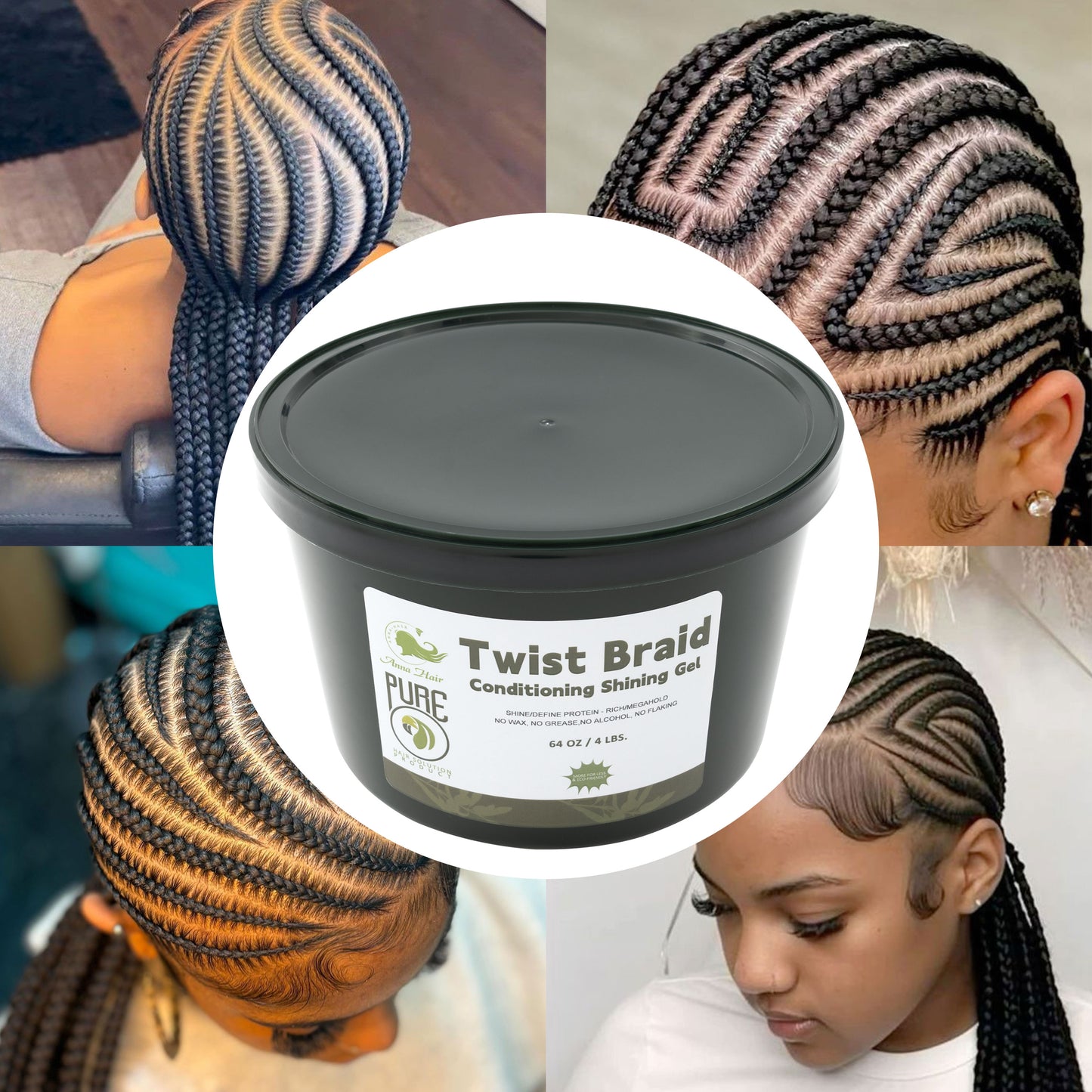 No Residue Build up Braid Gel for Curly Hair Long Lasting Quick Molding Smooths & Tames Frizz Strong Hold Works All Hair Types