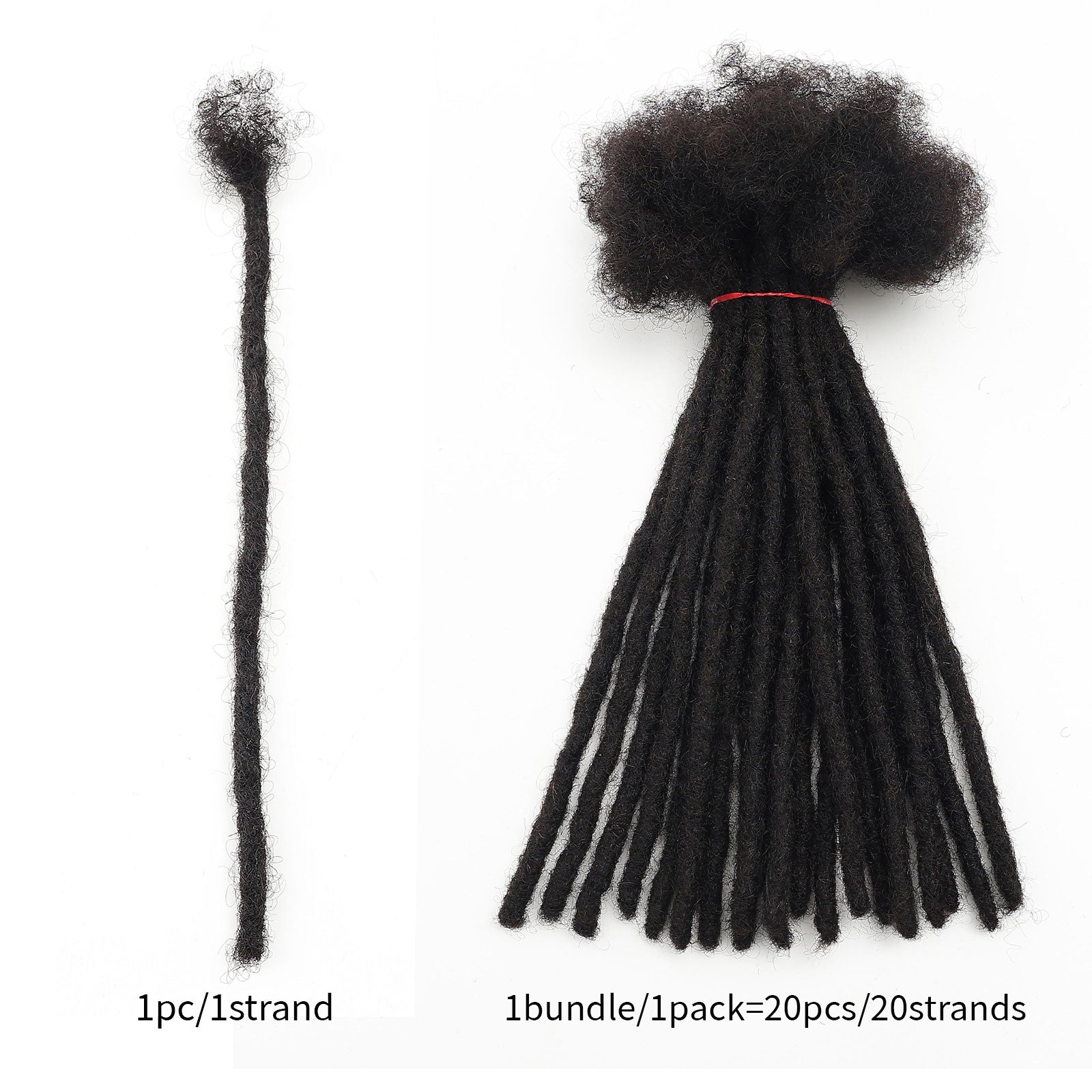 20Strands Black Wholesale 100% Human Hair Handmade Dreadlocks Regular Locs Extensions Can Be Bleached Curled for Black Women Men