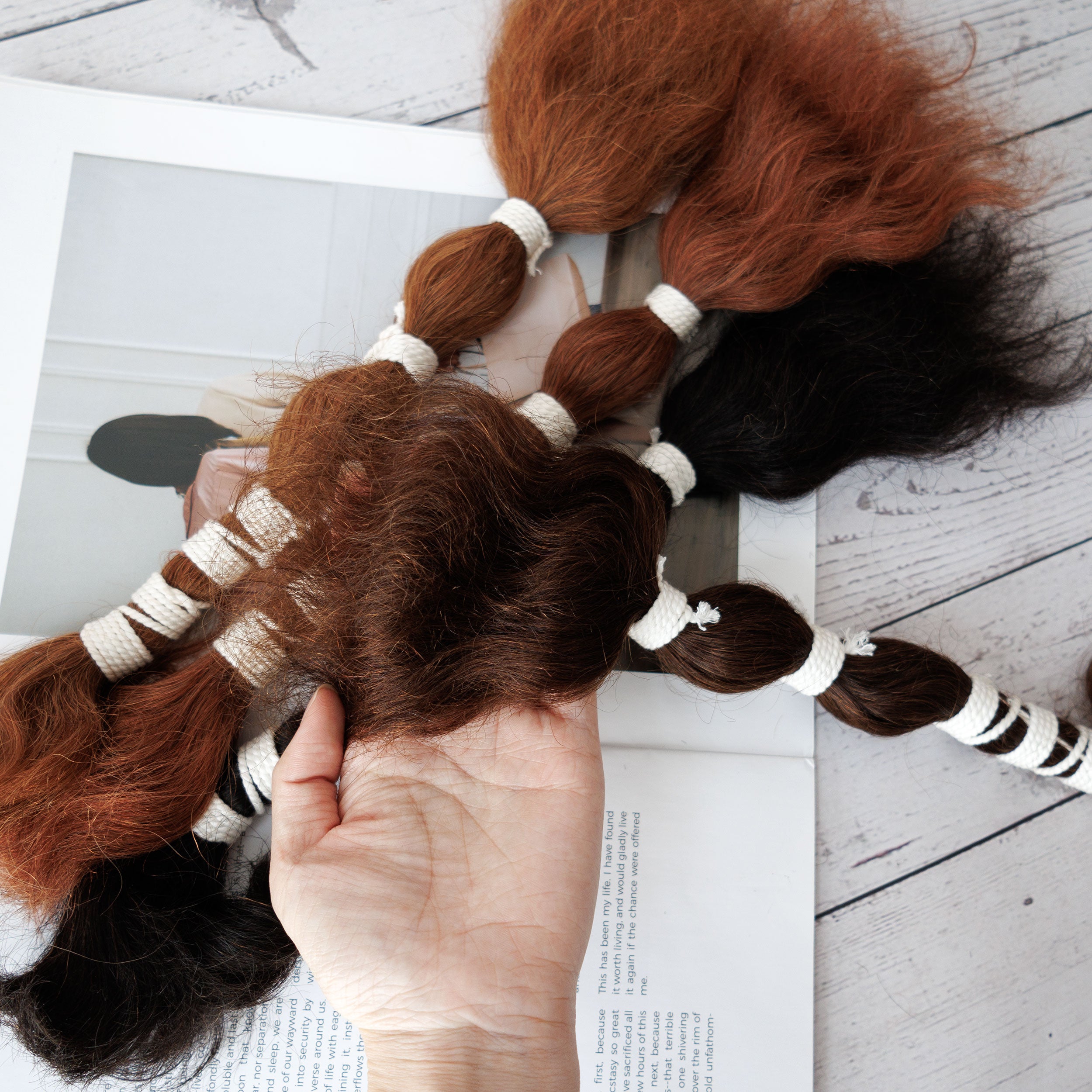 Wholesale Raw Brazilian Hair Extension Brown Color Double Drawn Boho Braids Wet and Wavy Deep Wave Braiding Bulk Hair