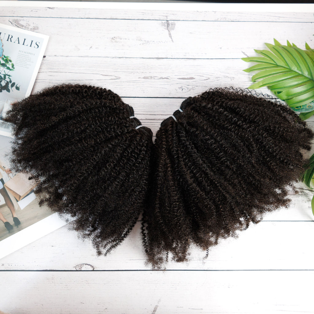 Anna Handmade 100% Human Hair Afro Kinky Curly Double Weft Hair Bundles for Black Women