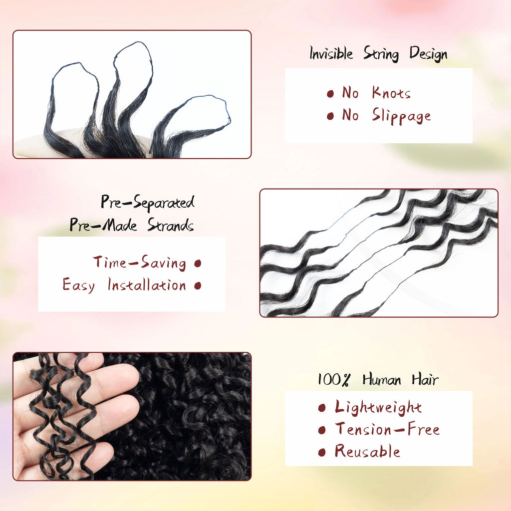 Wholesale Pre-looped Hair Pixie Curly Crochet Human Hair Two Strands Human Hair Feathers Crochet No Tip Raw Virgin Extensions