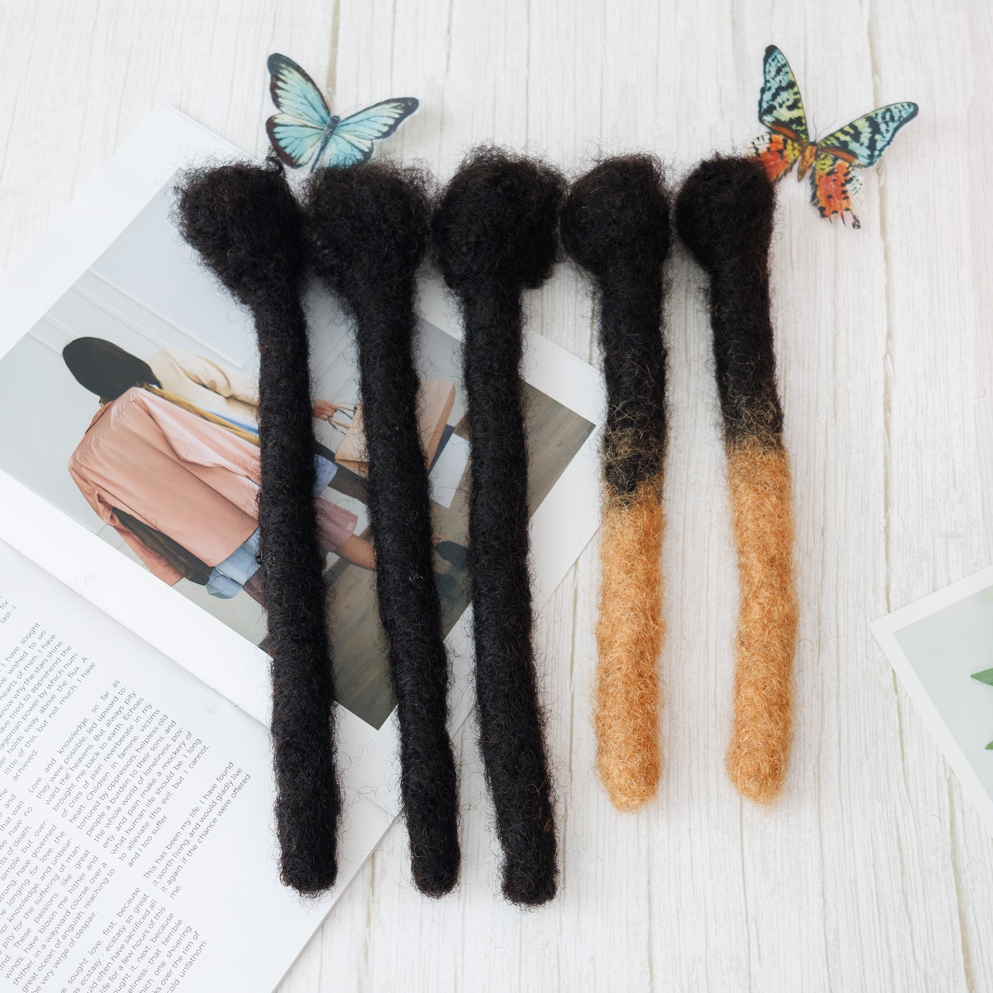 100% Human Hair Regular Dreadlock Extensions 1.5cm Thick | Handmade Locs | Custom Color & Size | 10 Locs/Pack