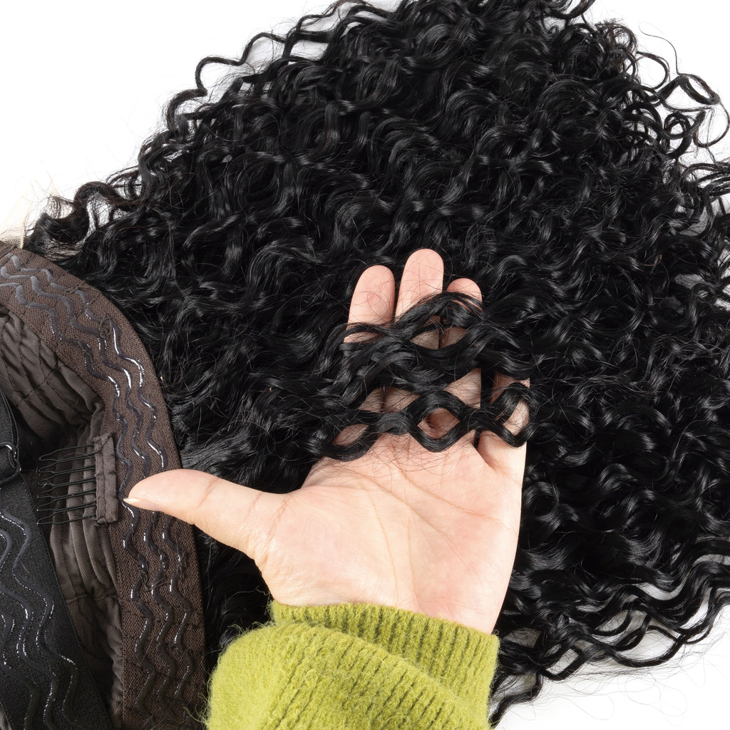 Wholesale 20'' HD Glueless Lace Frontal Double Drawn Natural Raw Peruvian Human Hair Kinky Curl Front Wig for Black Women