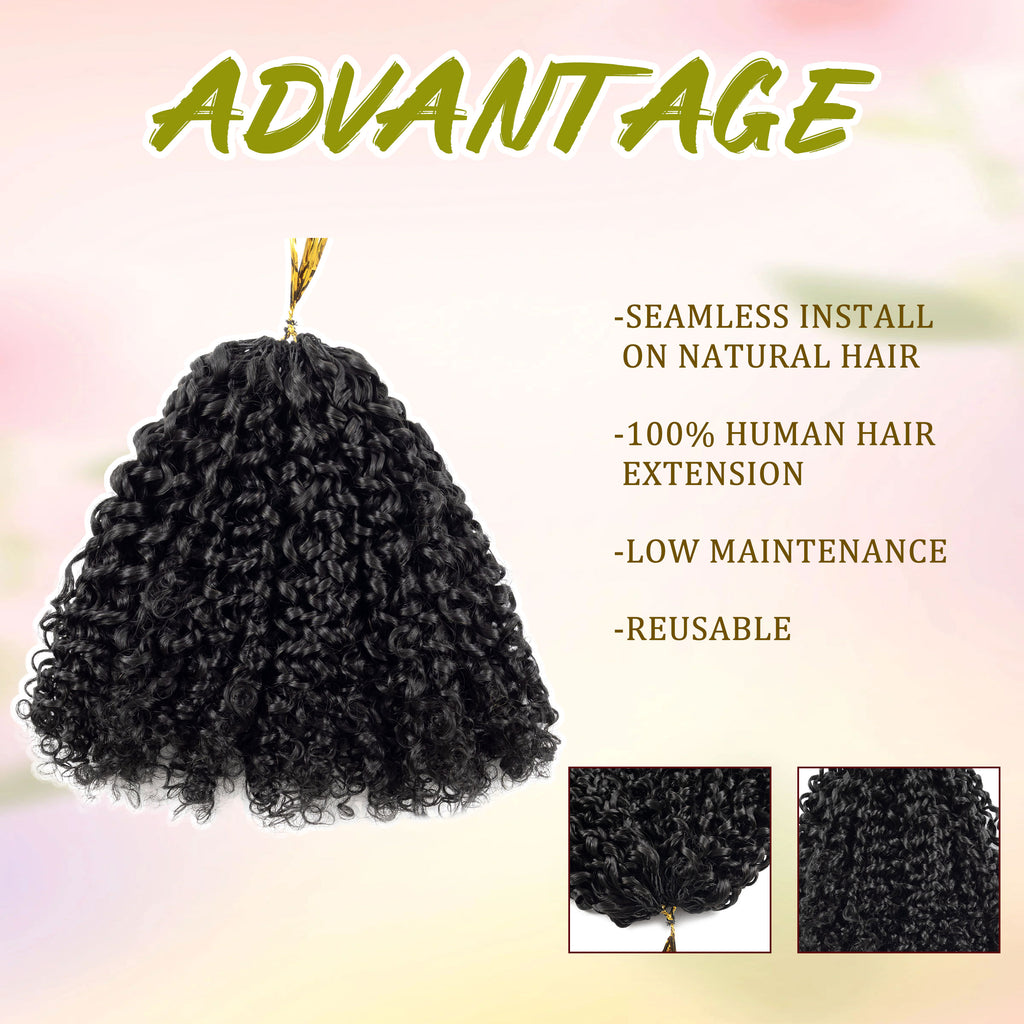 Wholesale Pre-looped Hair Pixie Curly Crochet Human Hair Two Strands Human Hair Feathers Crochet No Tip Raw Virgin Extensions