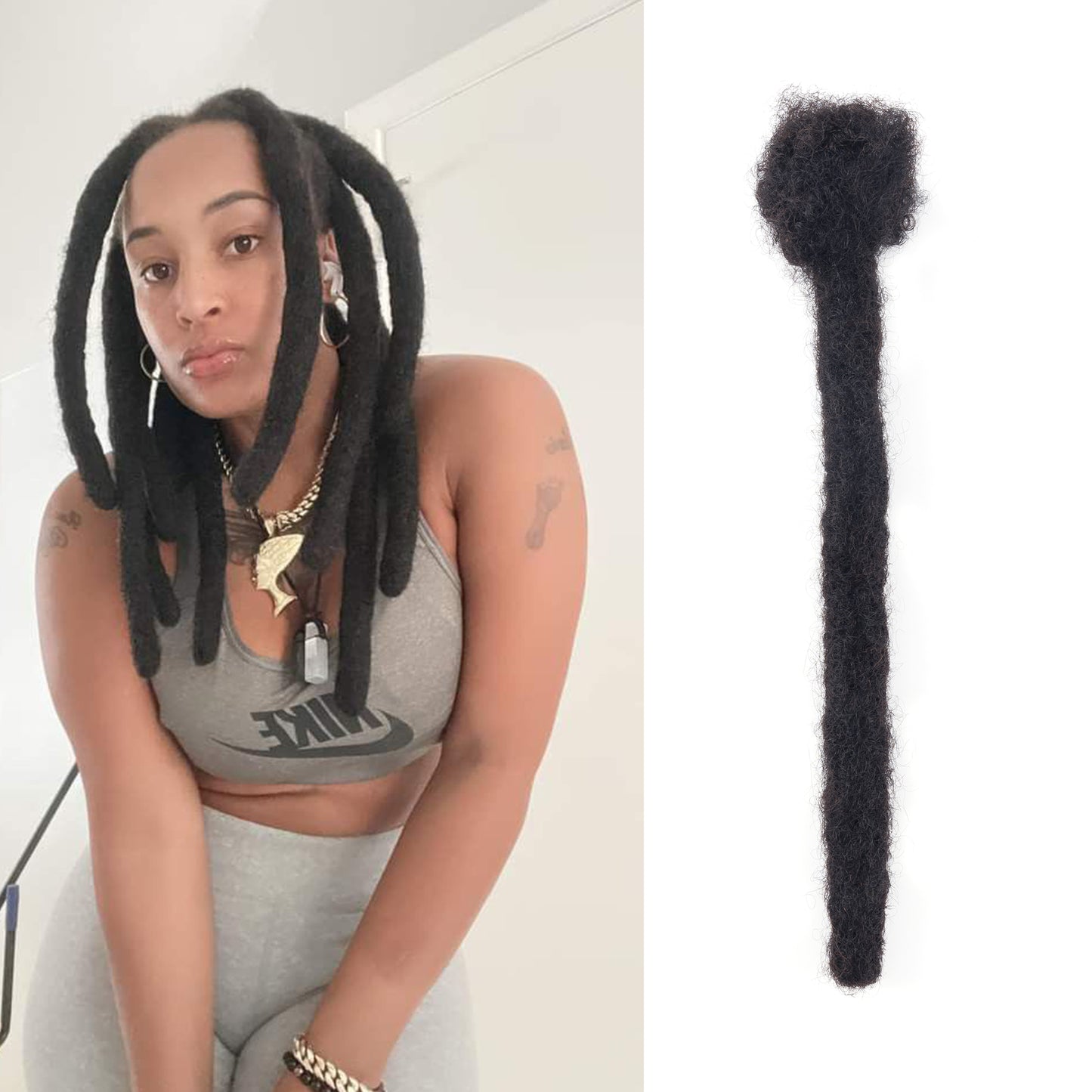 100% Human Hair Regular Dreadlock Extensions 1.5cm Thick | Handmade Locs | Custom Color & Size | 10 Locs/Pack