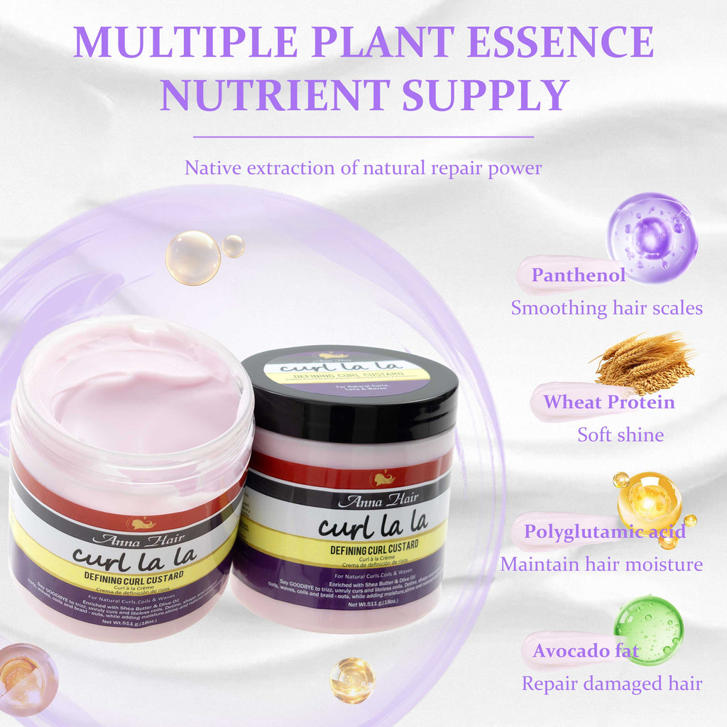 Wholesale Ladies Hair Curling Cream Natural 100% Pure Shea Butter Olive Oil Vitamin Defining Curl Custard