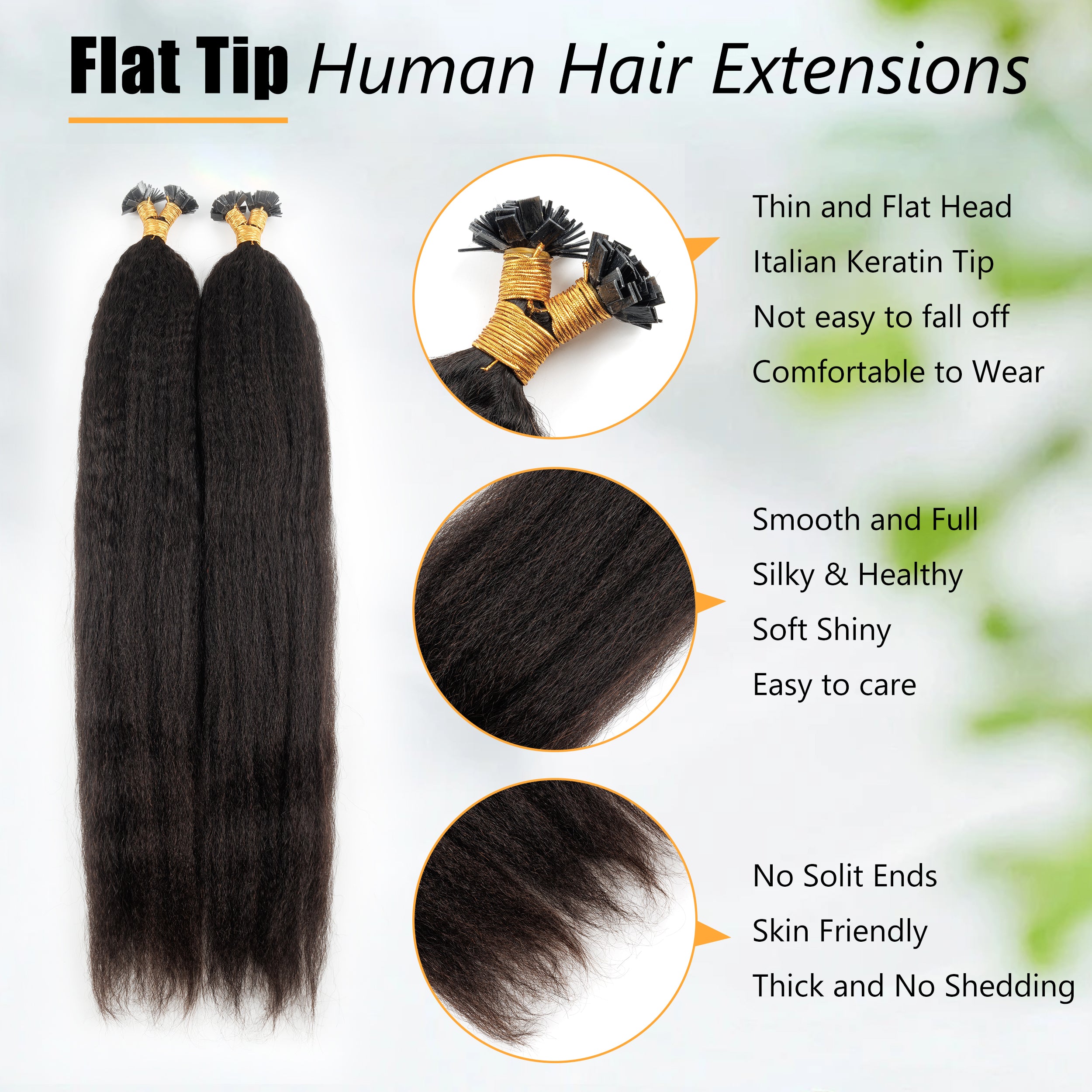 Wholesale Fluffy Hair Kinky Straight Flat Tip Unprocessed Raw Remy Kinky Braiding Hair Keratin K Tip Flat Tip Hair Extension