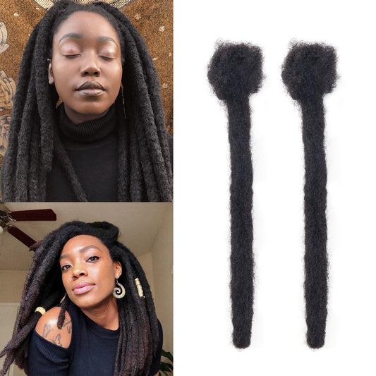 100% Human Hair Dreadlocks Extensions 1.8cm Thick Locs Handmade Permanent Loc Extensions Customizable