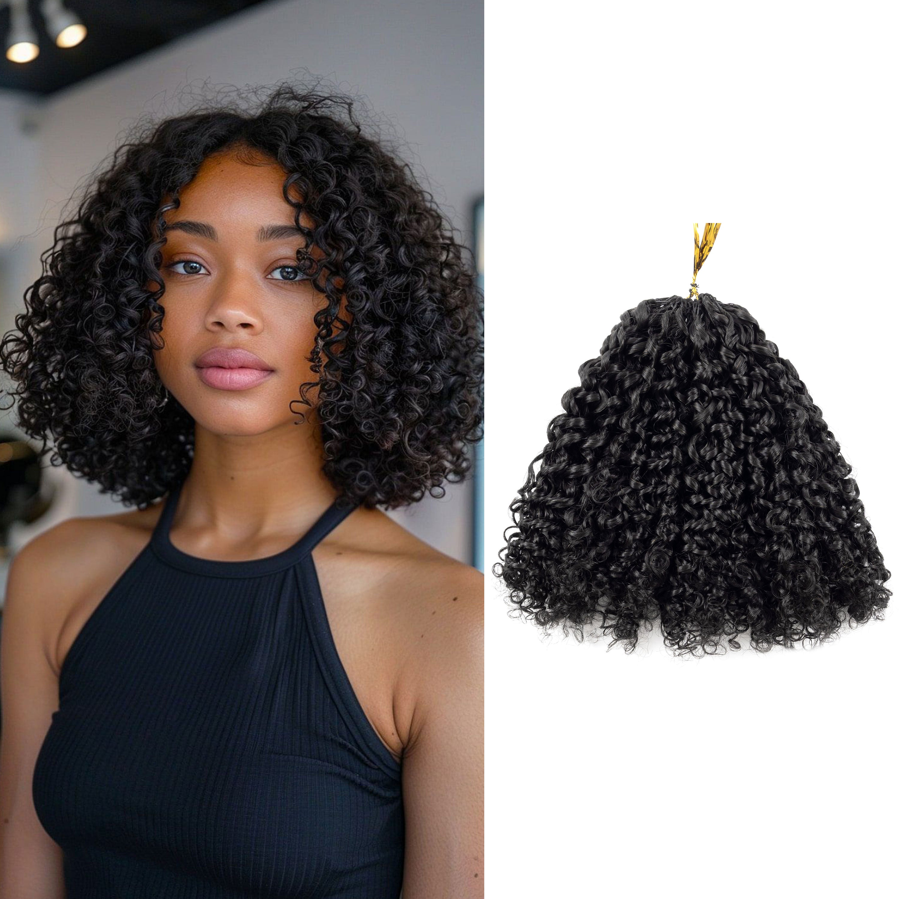 Wholesale Pre-looped Hair Pixie Curly Crochet Human Hair Two Strands Human Hair Feathers Crochet No Tip Raw Virgin Extensions