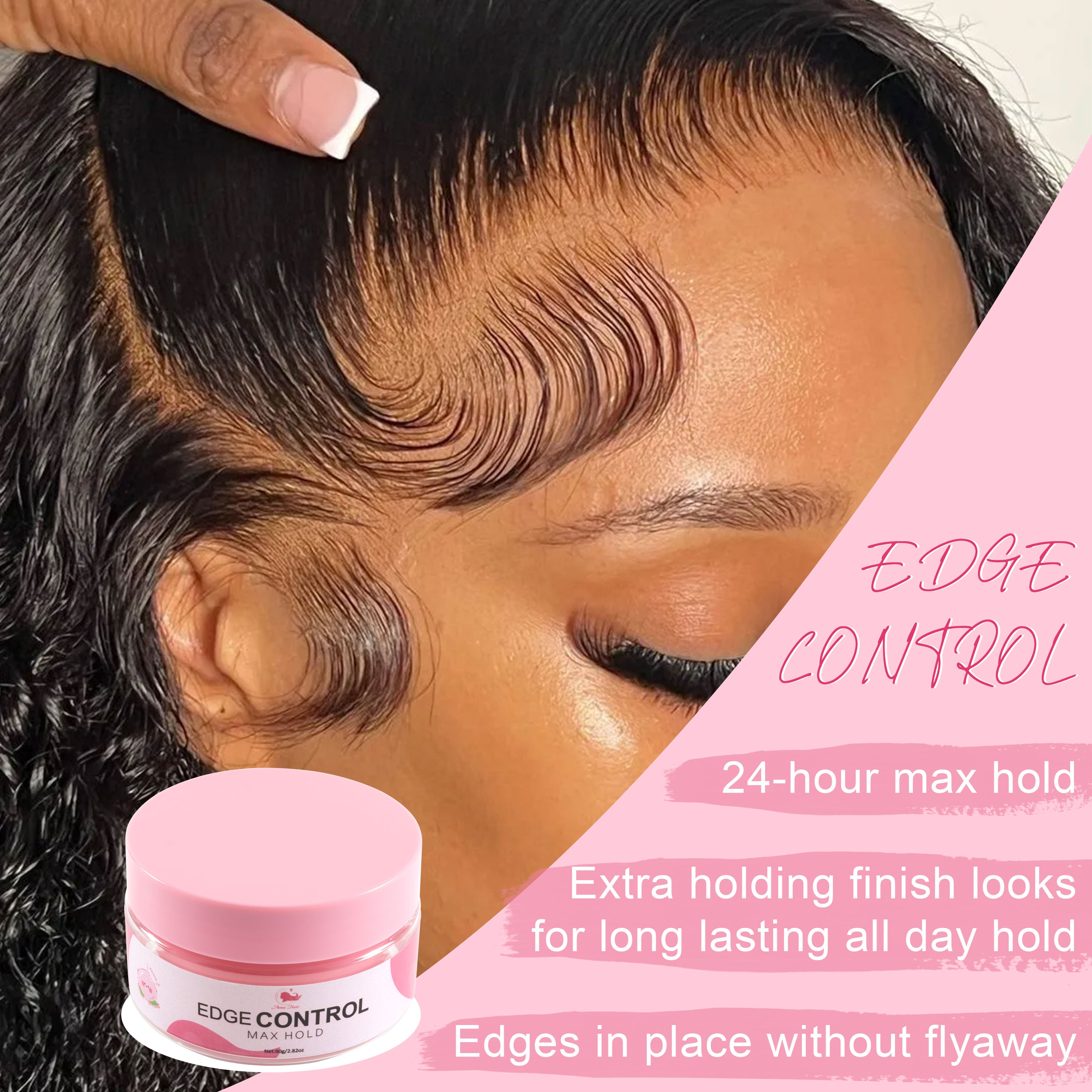 Private Label Strong Hold Water-based Edge Stay Gel No Flaking Extra Hold Peach Scent Edge Control for All Hair Types