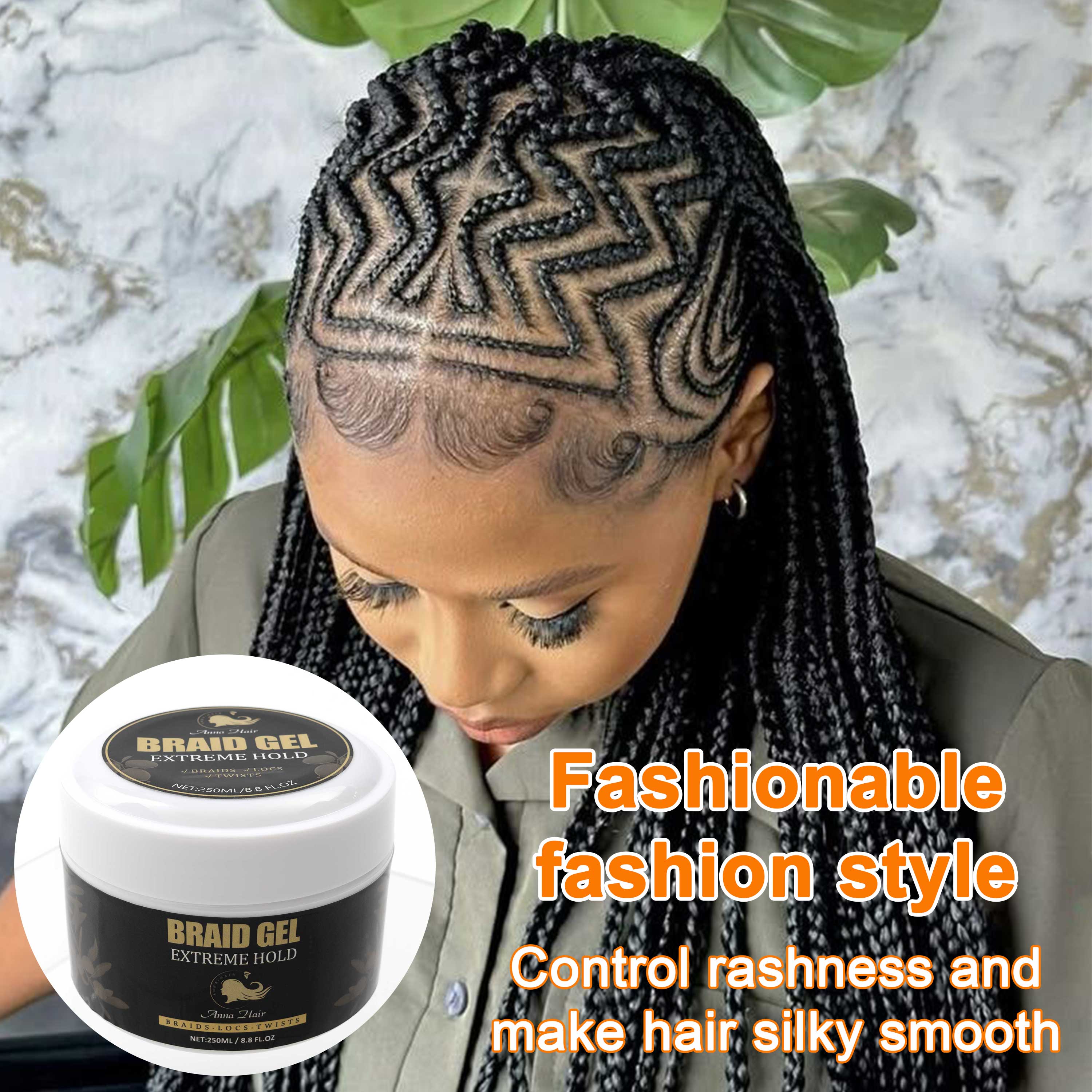 250ml Braiding Gel Extra Hold Firming Nourishing Edge Control Gel Factory Customized Custo Locks Extreme Hold Braid Gel