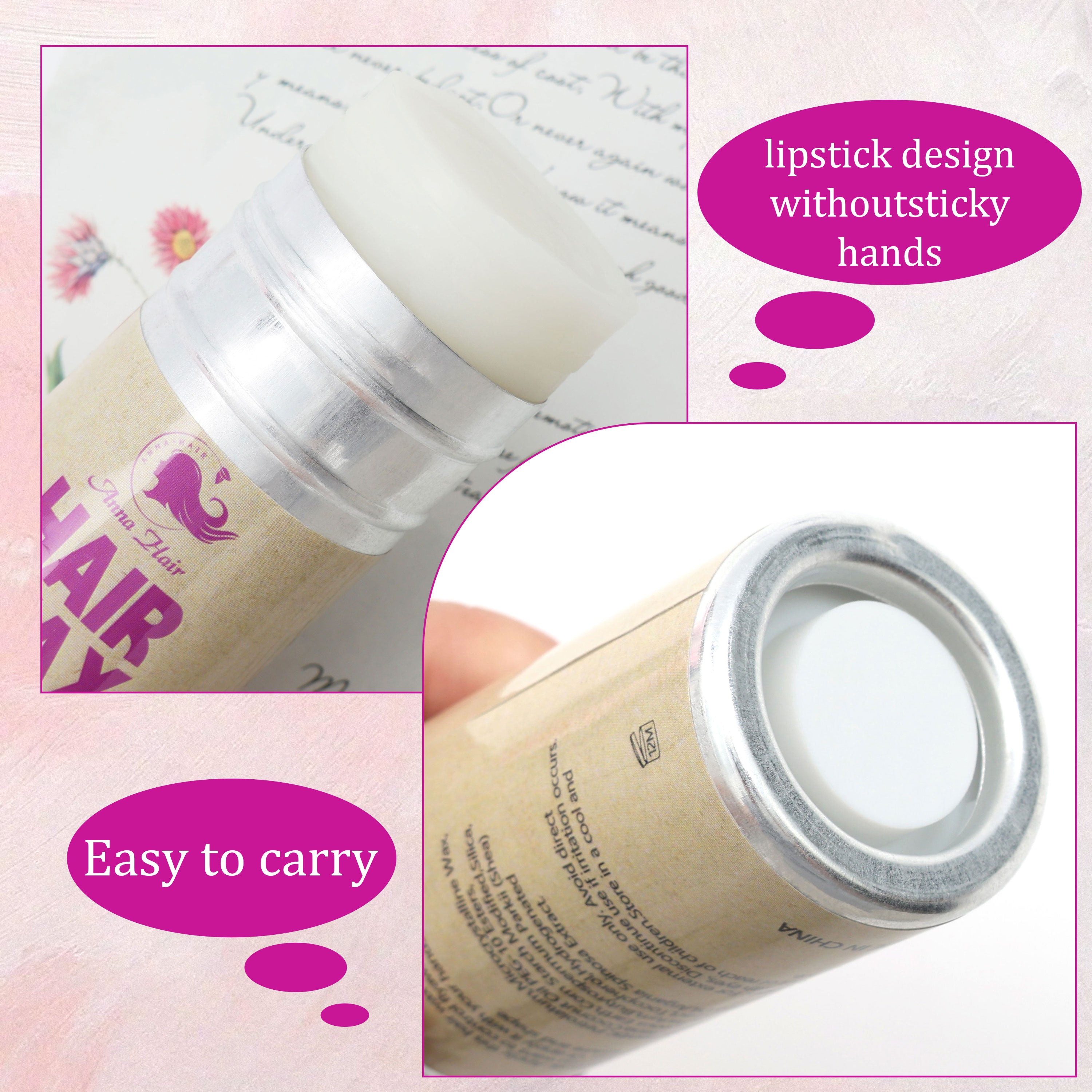 Raw Hair Edge Control Wax Stick Styling Shredder Hair Pomade Conditioner Anti-frizz Braid Solid Hair Wax Patch Wax Stick