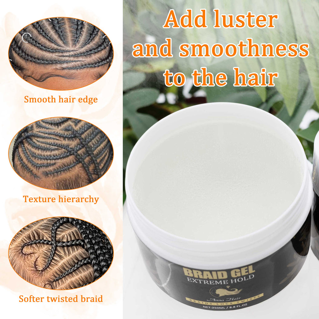 250ml Braiding Gel Extra Hold Firming Nourishing Edge Control Gel Factory Customized Custo Locks Extreme Hold Braid Gel