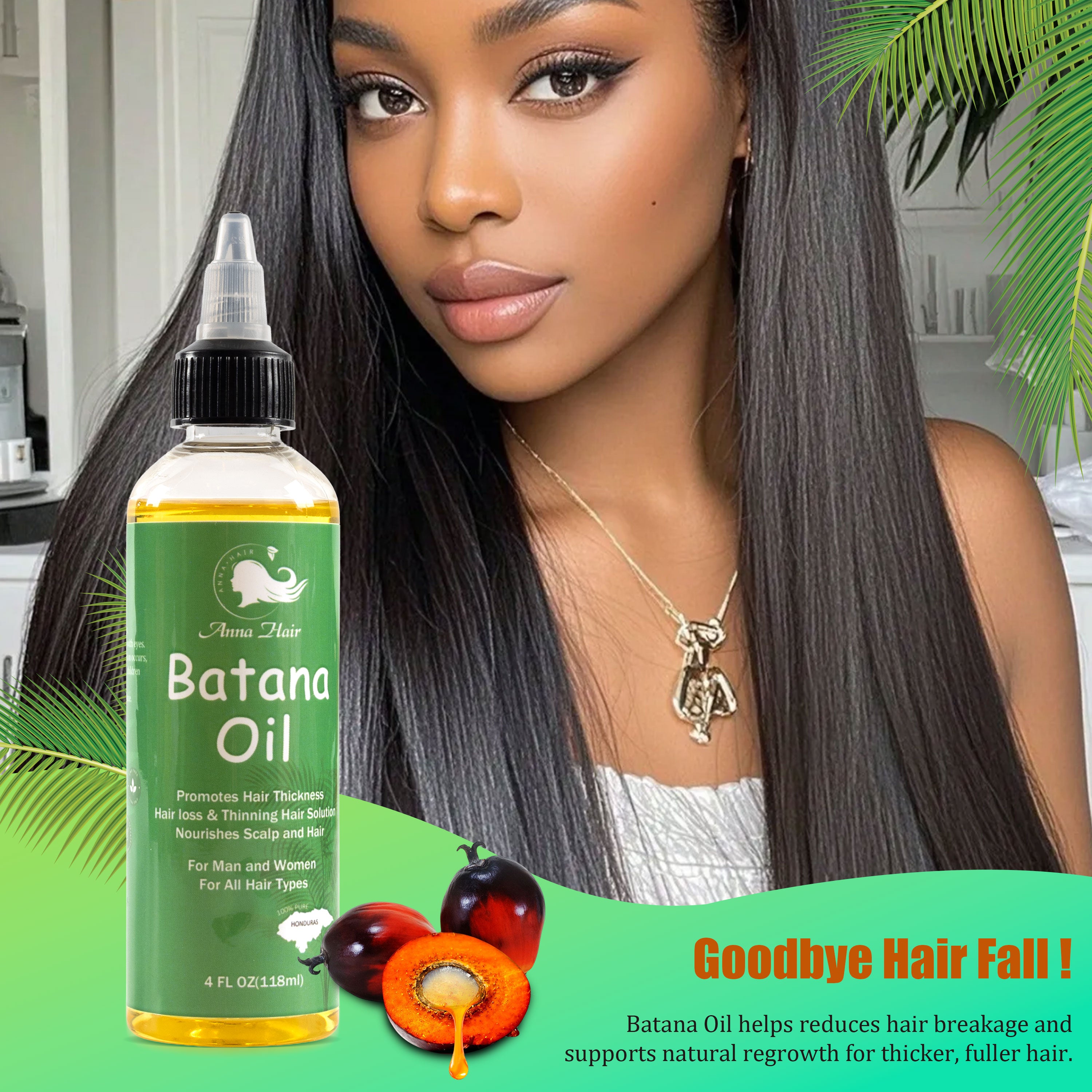 118 ml 100% Pure Natural Raw Batana Oil Anti-Hair Loss Nourishing Moisturizing Hair Growth Stabilization