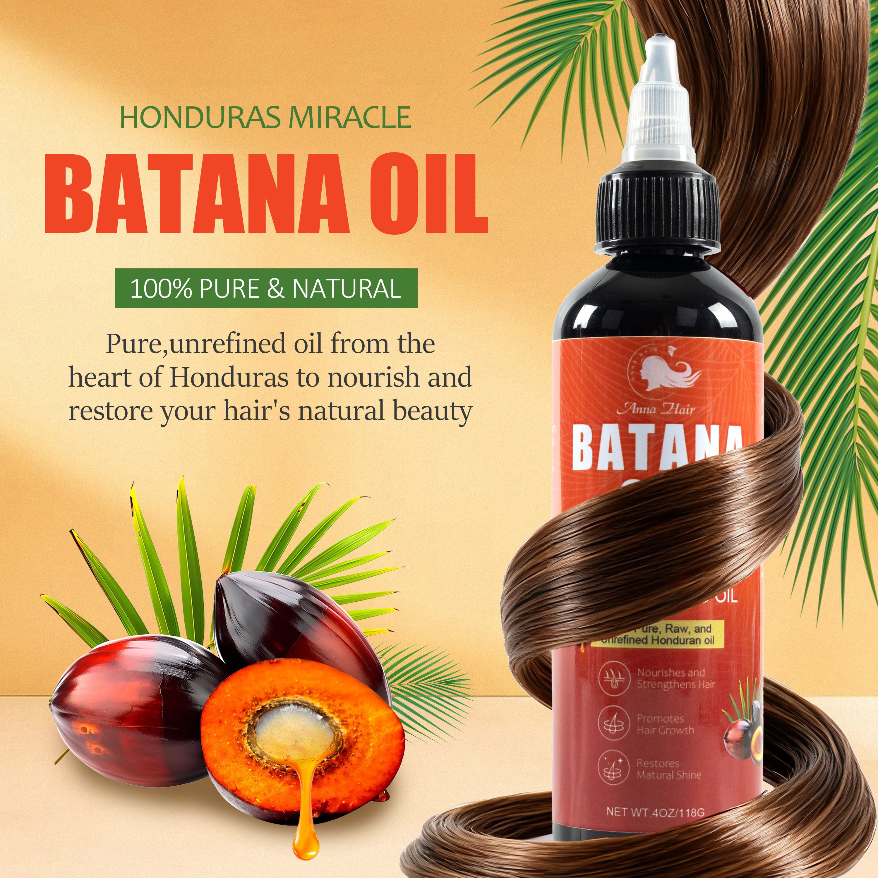 Wholesale Factory Price Batana Oil Extract Hair Care Essential Oil Nourishing Smoothing Moisturizing Shinning Hair Care Product