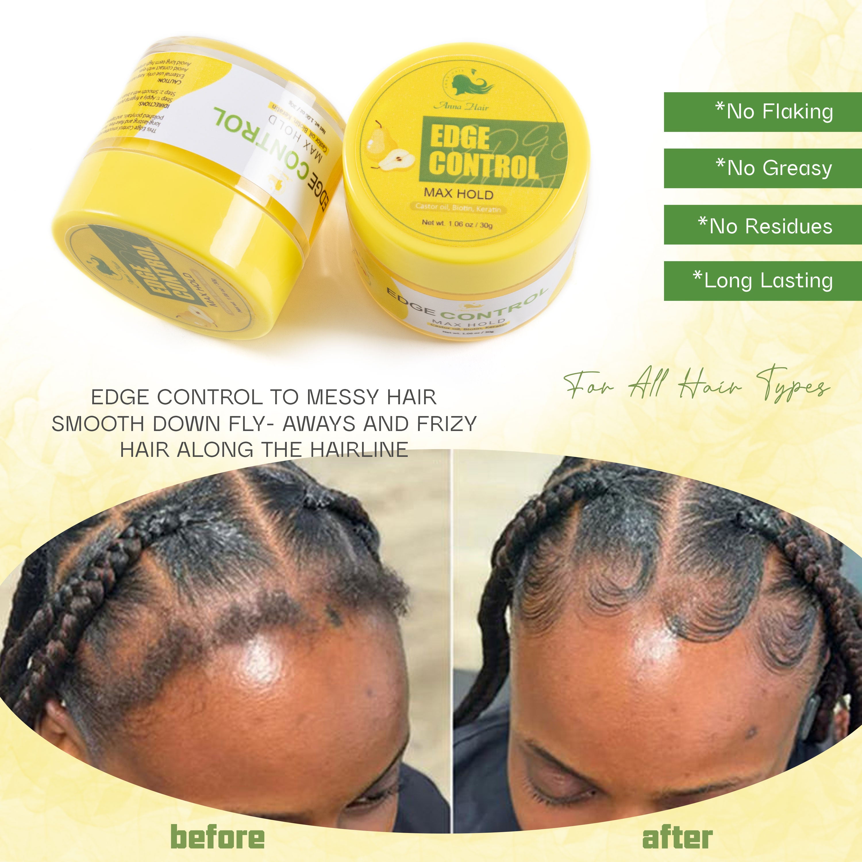 Hot Selling Hair Styling Products Wholesale Collagen Edge Control Non-greasy Organic Salon extreme Hold Hair Wax