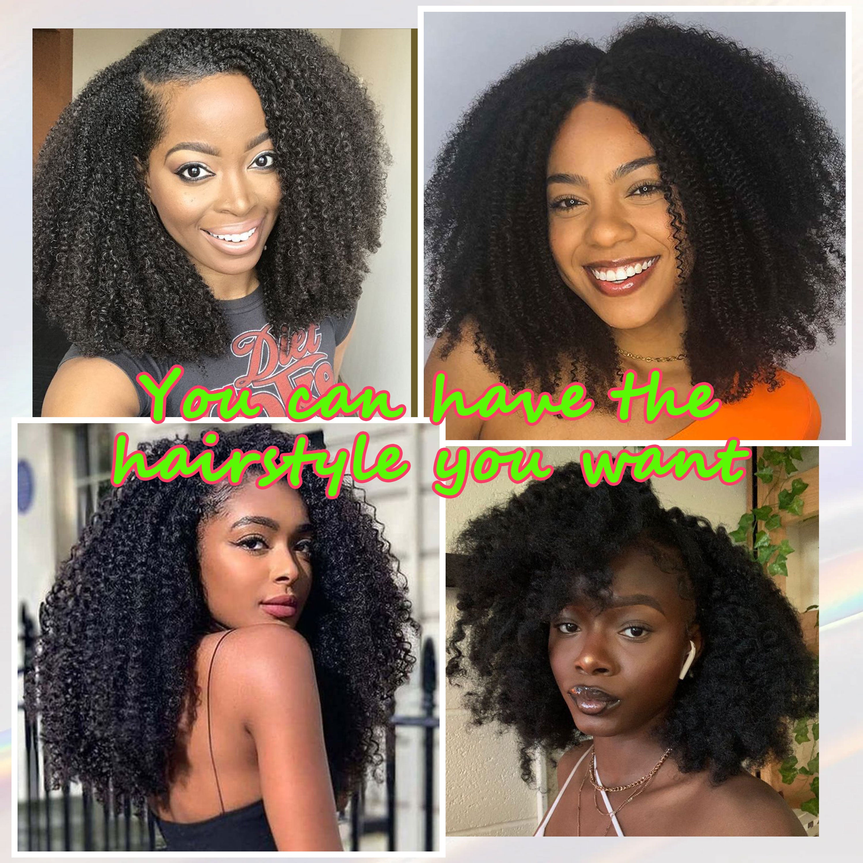 New 3-in-1 Half Wig Afro Kinky Curly Raw Human Hair Wig Seamless Flip Over Drawstring No Leave Out Wear Go Glueless Wigs