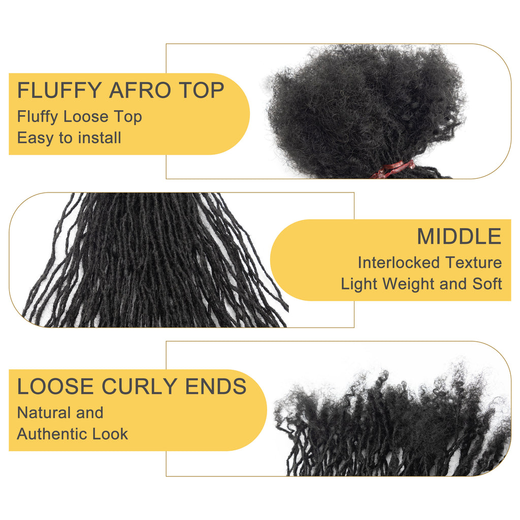 Human Hair Afro Kinky 0.1cm Can Be Bleached Dreadlocks Extension 4-24 Inch Handmade Crochet Micro Inter Locs with Curly End