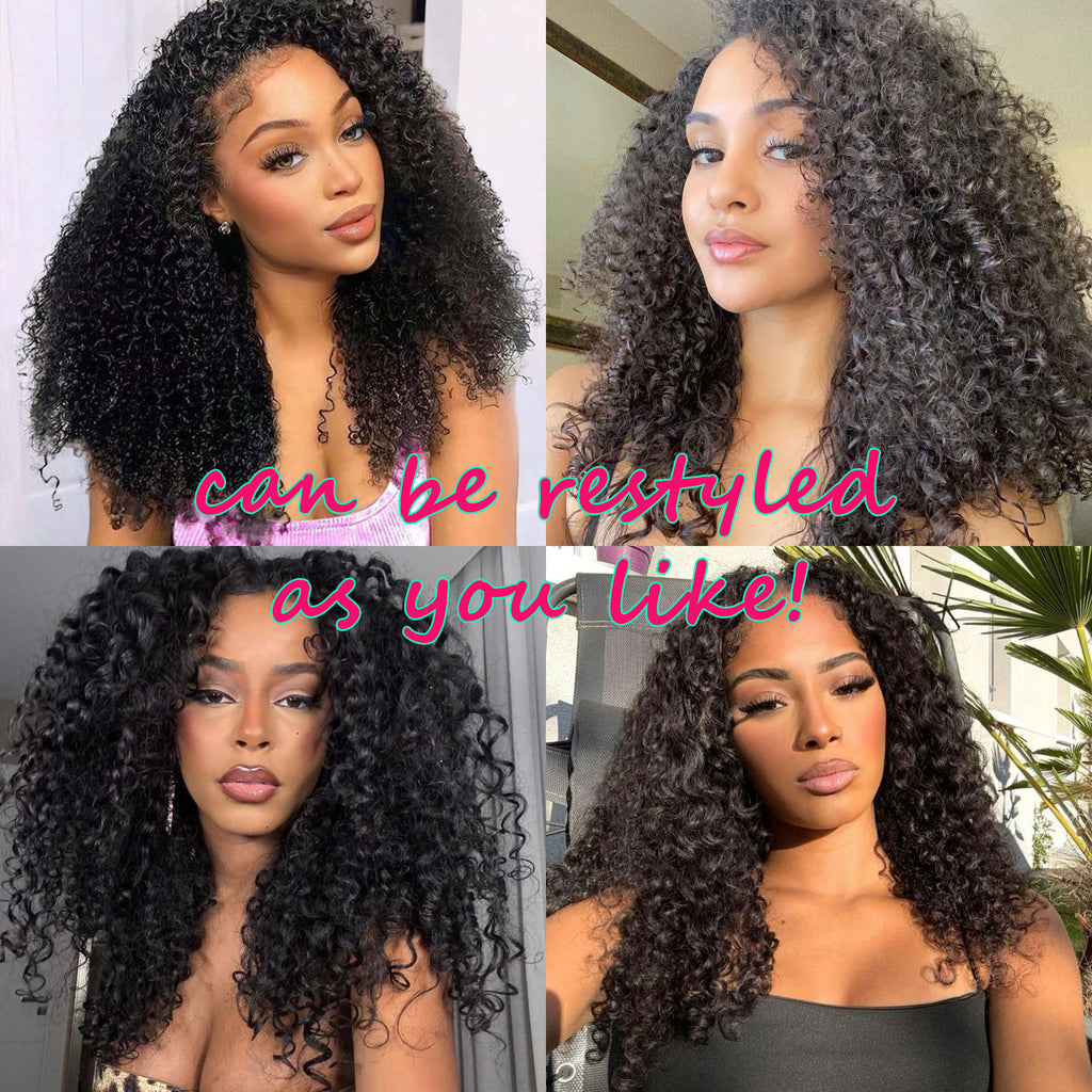 Half Wig Kinky Curly Human Hair Wholesale Non Lace Machine Made Wigs Curly Human Hair Drawstring HalfWig for Black Women