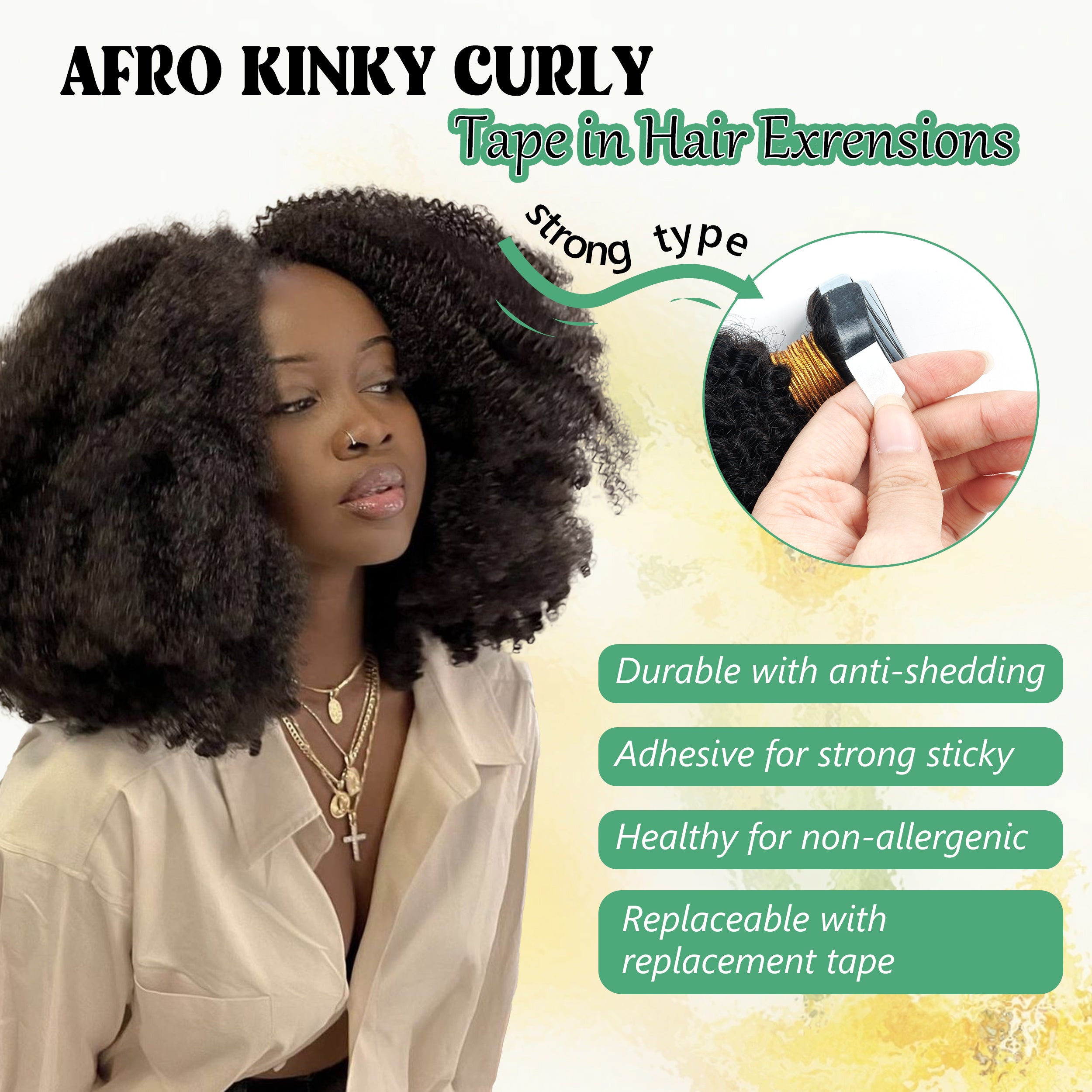 Natural Color Afro Kinky Curly Tape in Human Hair Extensions 10-24 Afro Curl Remy Skin Weft Tape Hair Bundles