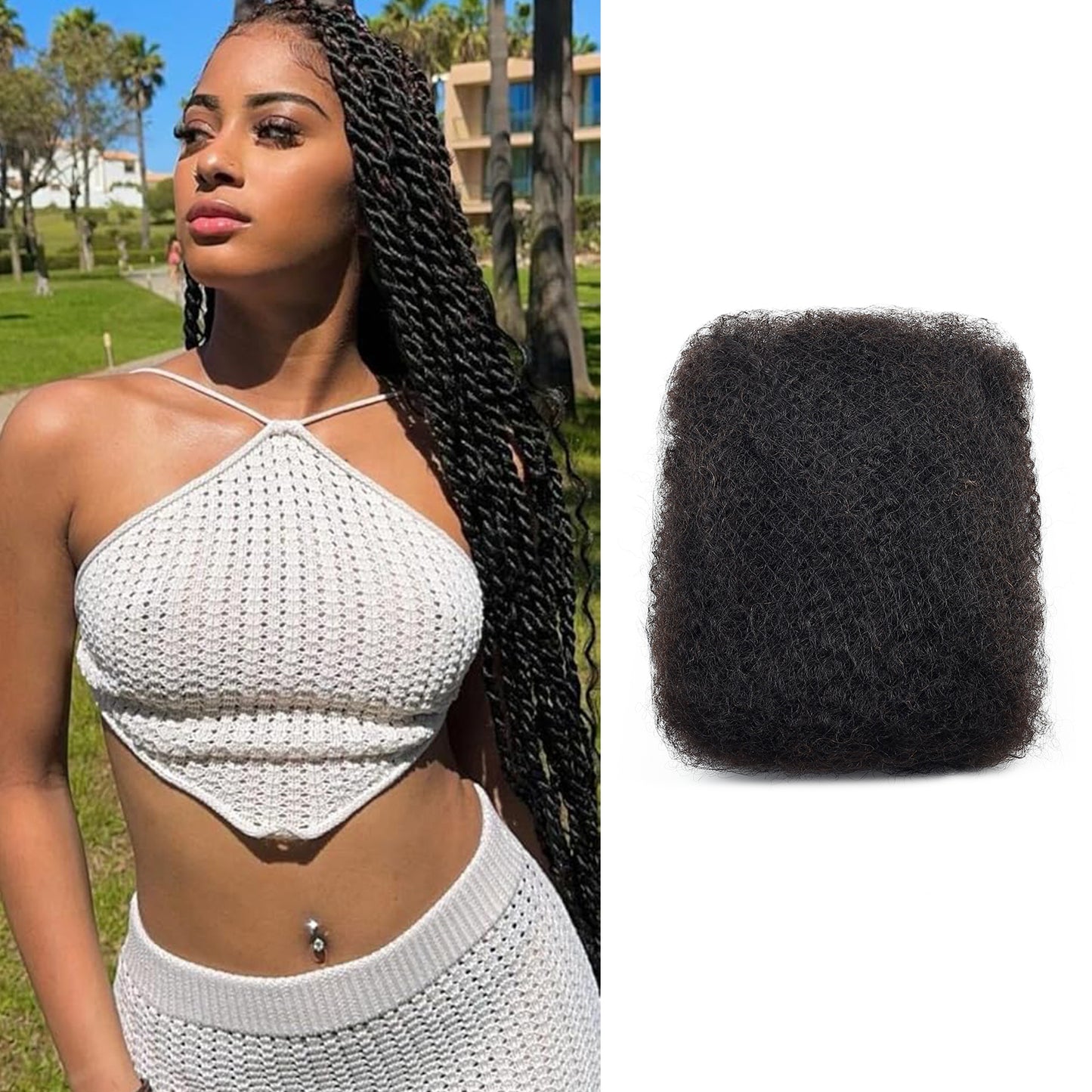 Afro Kinky Bulk Natural for Braiding 50g Per Pack Virgin Remy Human Hair Extensions for Dreadlock Braiding Hair Crochet Hair