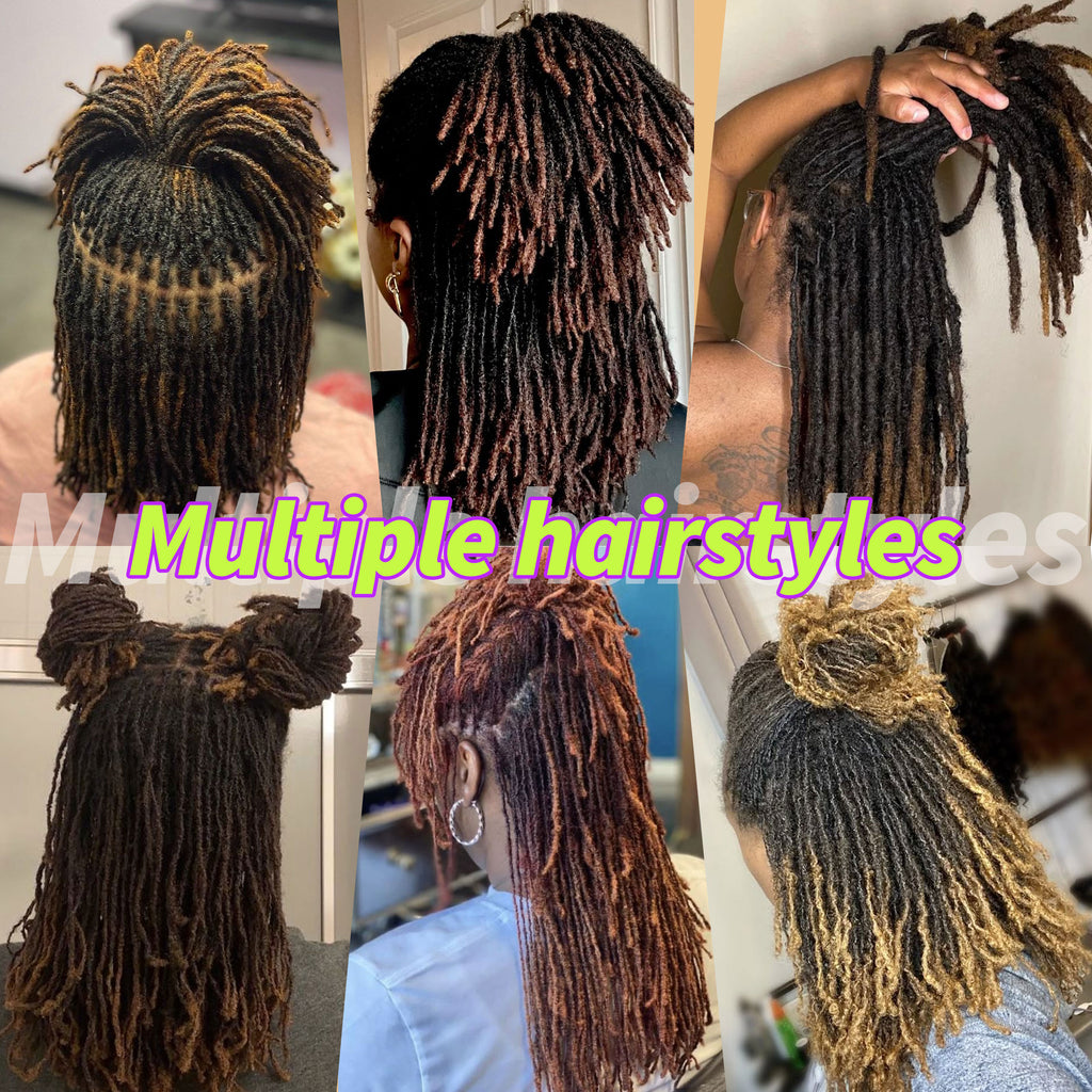 Human Hair Afro Kinky 0.1cm Can Be Bleached Dreadlocks Extension 4-24 Inch Handmade Crochet Micro Inter Locs with Curly End