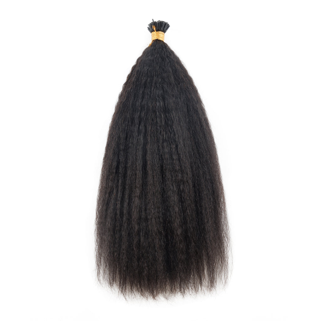 Wholesale Real Human Hair Soft and Natural Look Raw Virgin I Tip Hair Extension Kinky Straight Hair Texture for Black Woman