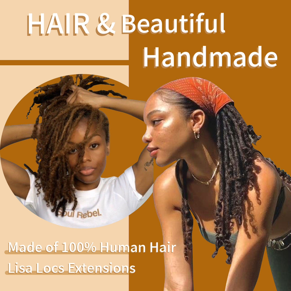 0.6cm Thickness 8inch 20 Strands/Pack 100% Handmade Human Hair Dreadlocks Lisa Locs Extensions With Curly End Africa Style