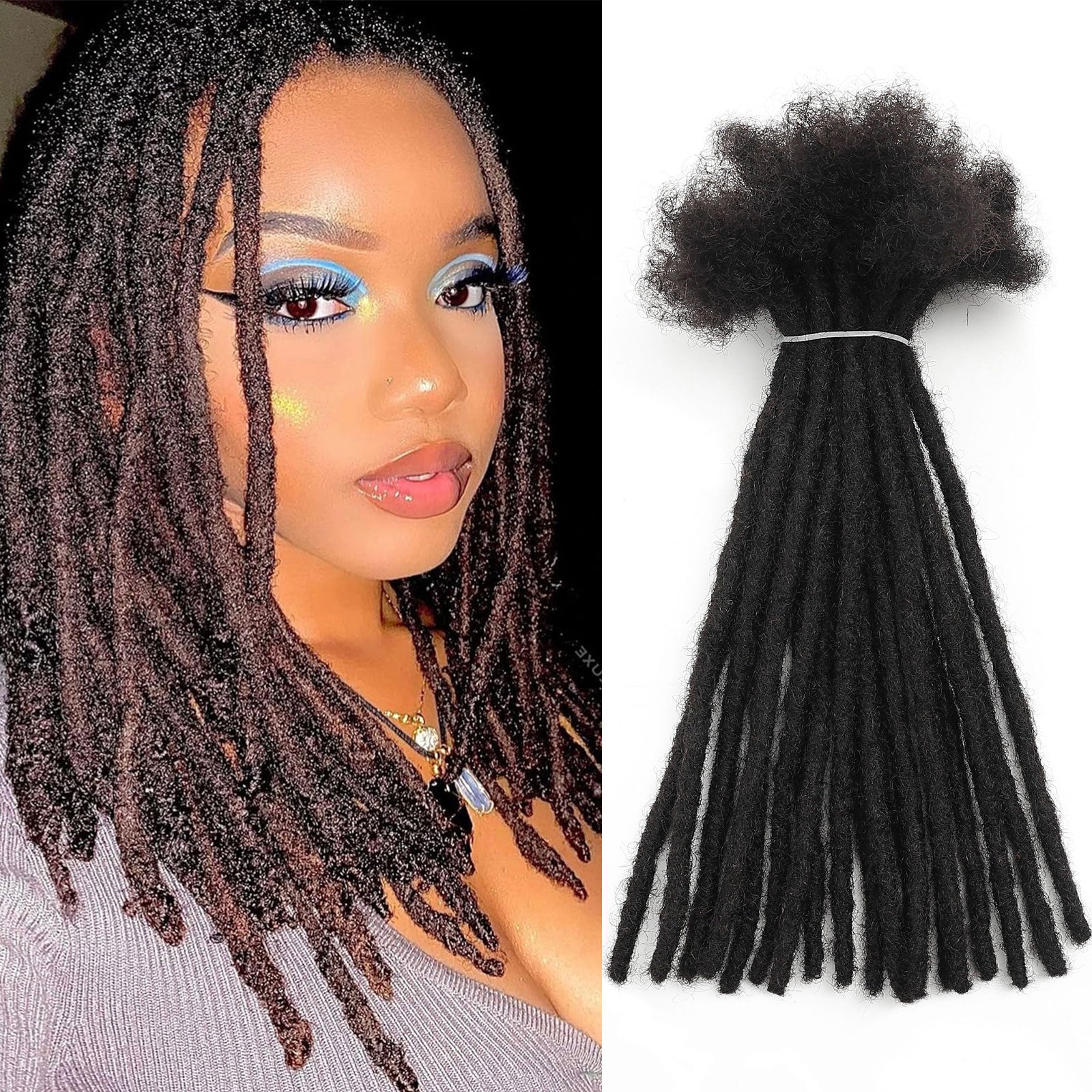 20Strands Black Wholesale 100% Human Hair Handmade Dreadlocks Regular Locs Extensions Can Be Bleached Curled for Black Women Men