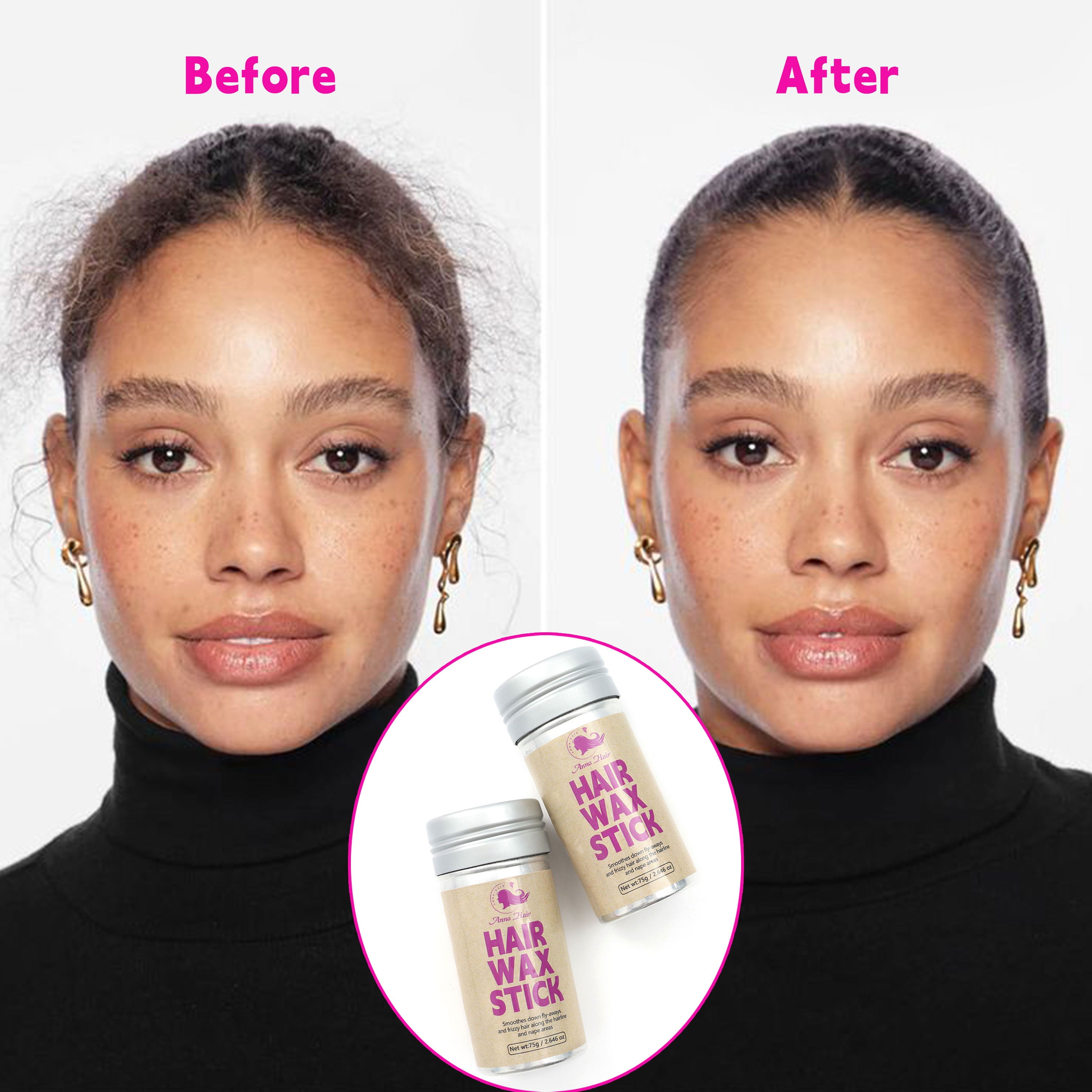 Raw Hair Edge Control Wax Stick Styling Shredder Hair Pomade Conditioner Anti-frizz Braid Solid Hair Wax Patch Wax Stick