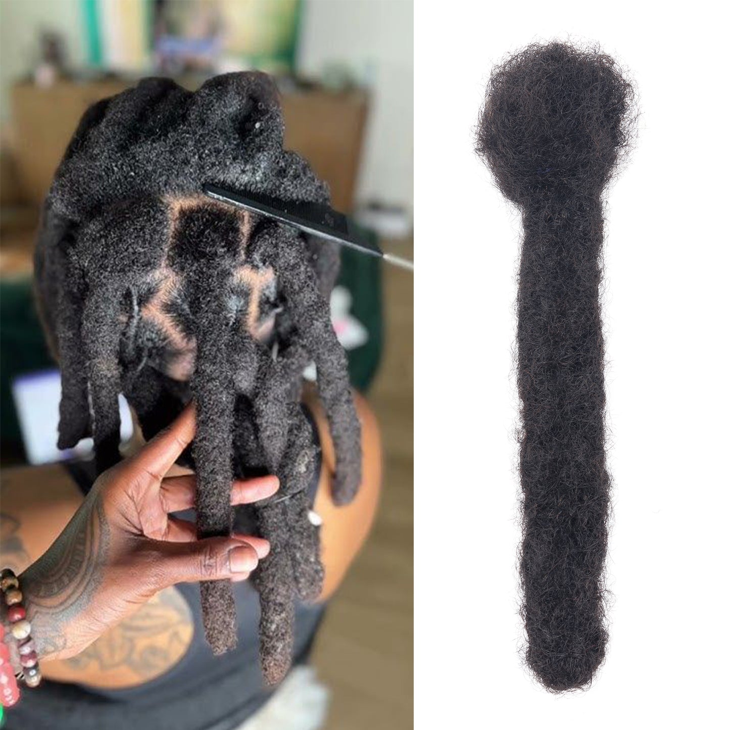 100% Human Hair Large Loc Extensions 3cm Thick Dreadlocks Handmade Jumbo Locs 4-24 Inches Custom Color