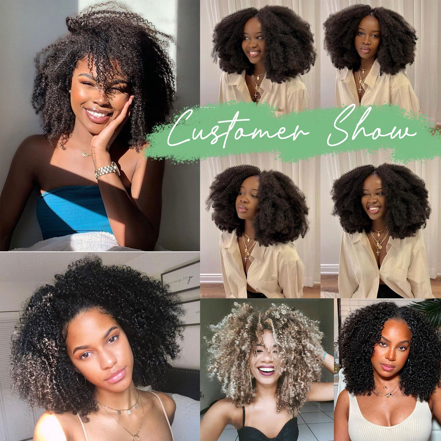 Anna Handmade 100% Human Hair Afro Kinky Curly Double Weft Hair Bundles for Black Women