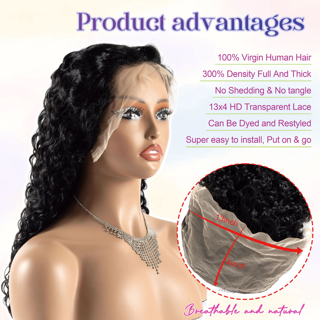 Wholesale 20'' HD Glueless Lace Frontal Double Drawn Natural Raw Peruvian Human Hair Kinky Curl Front Wig for Black Women