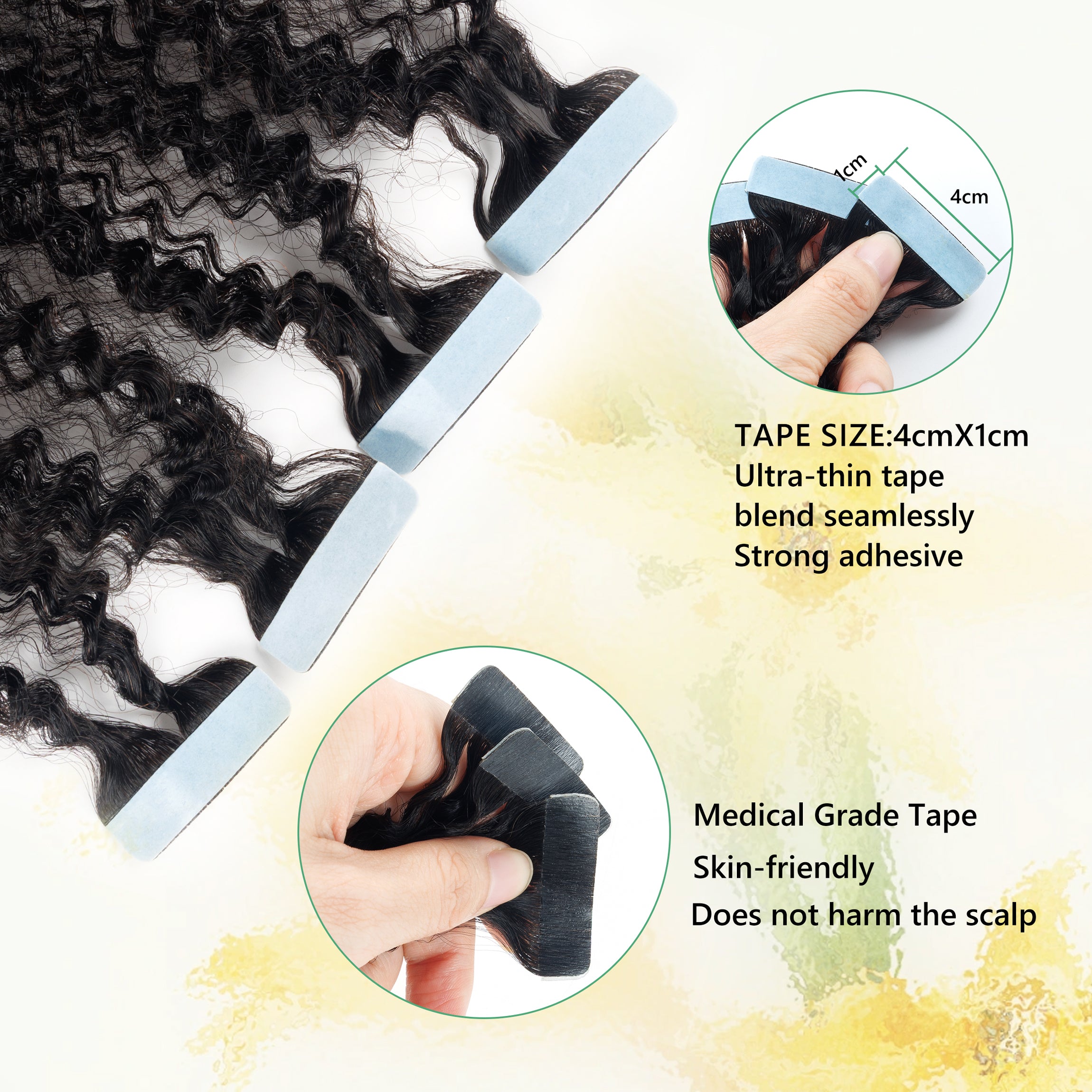 Natural Color Afro Kinky Curly Tape in Human Hair Extensions 10-24 Afro Curl Remy Skin Weft Tape Hair Bundles