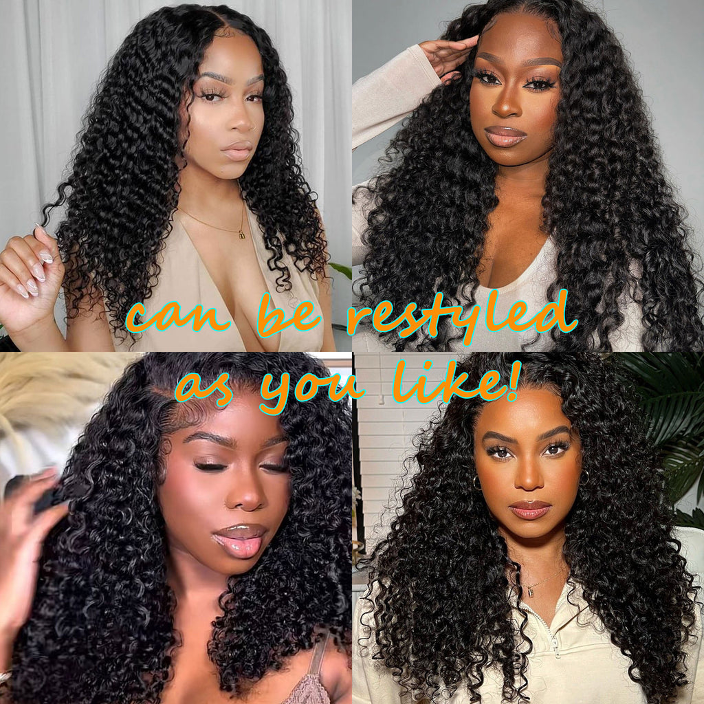 Wholesale 3 in 1 Half Wig Curly 180% Density Half Head Wig Curly Drawstring Seamless Clip Ins Human Wig No Glue