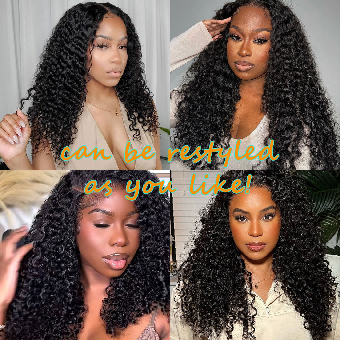 Wholesale 3 in 1 Half Wig Curly 180% Density Half Head Wig Curly Drawstring Seamless Clip Ins Human Wig No Glue