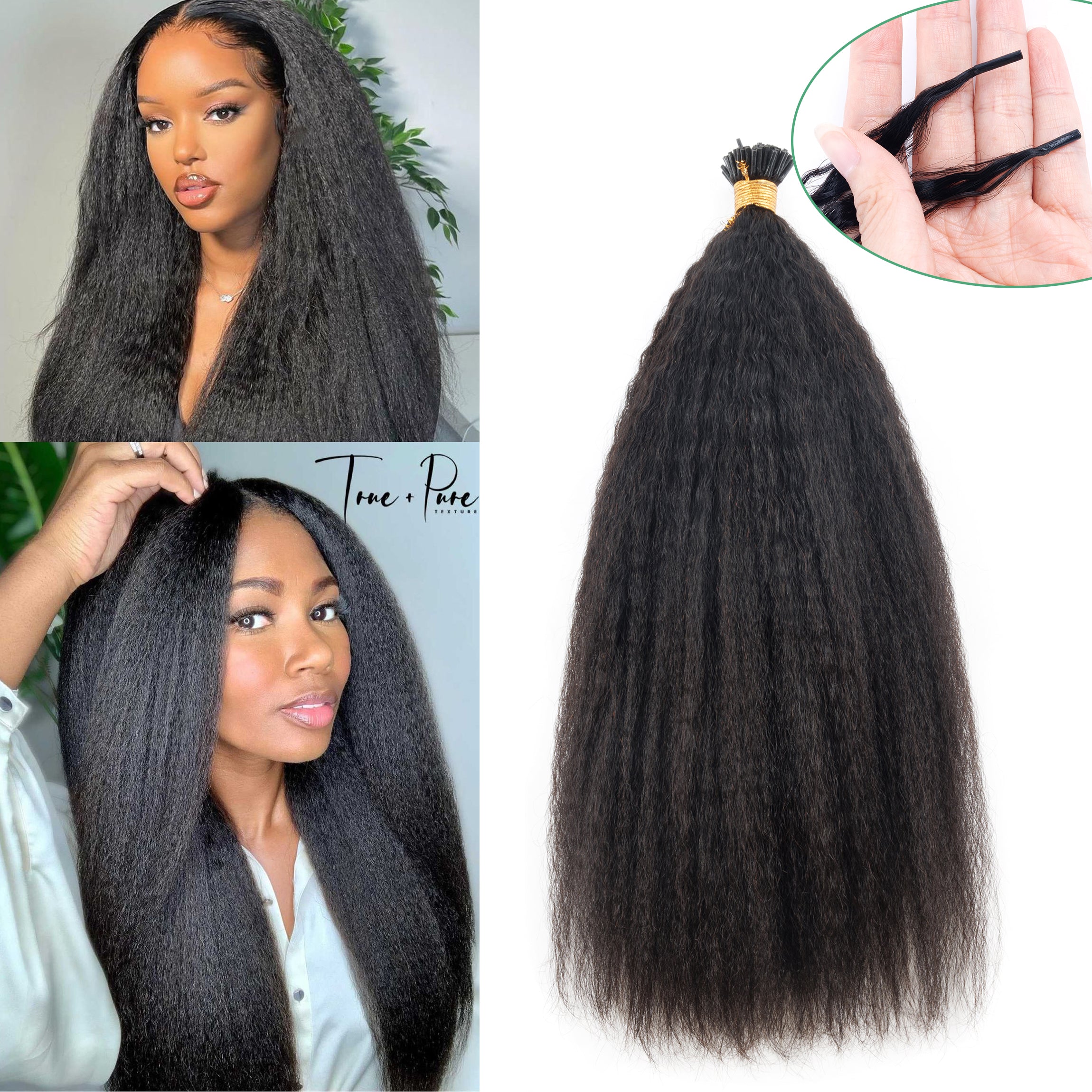 Wholesale Real Human Hair Soft and Natural Look Raw Virgin I Tip Hair Extension Kinky Straight Hair Texture for Black Woman