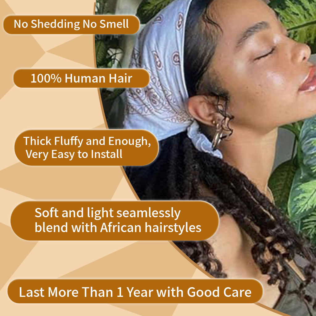 0.6cm Thickness 8inch 20 Strands/Pack 100% Handmade Human Hair Dreadlocks Lisa Locs Extensions With Curly End Africa Style