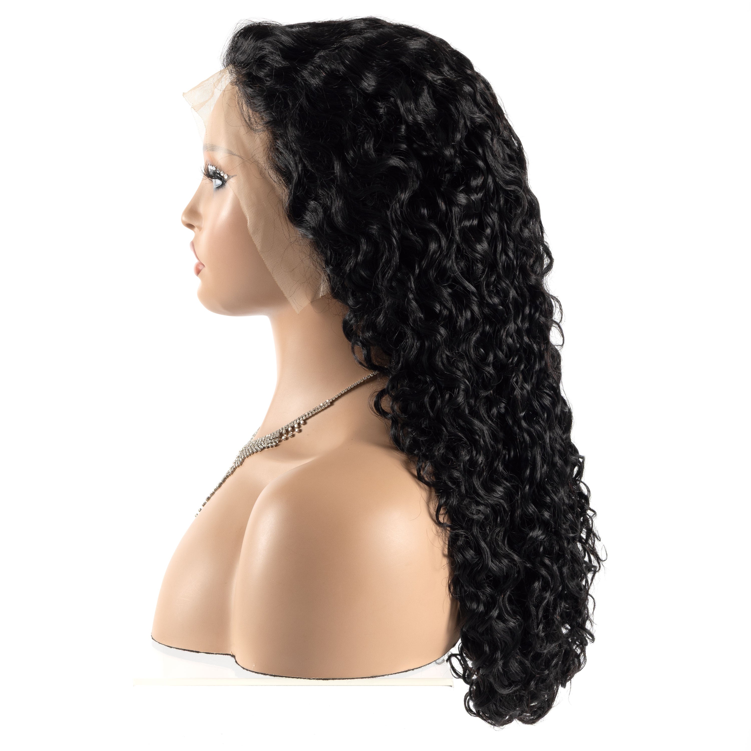 Wholesale 20'' HD Glueless Lace Frontal Double Drawn Natural Raw Peruvian Human Hair Kinky Curl Front Wig for Black Women