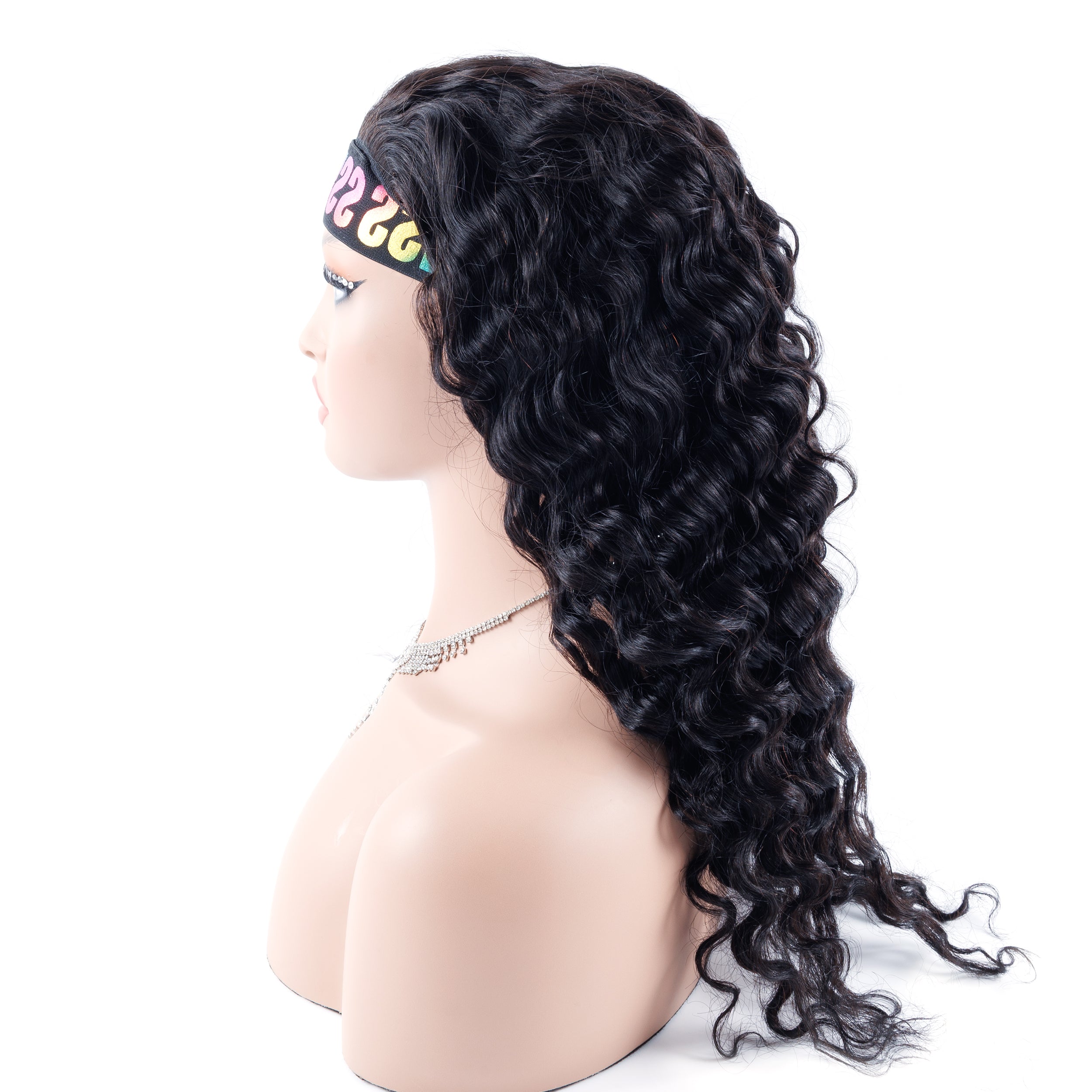 Human Hair Deep Wave 3 in 1 Half Wigs Wear and Go Glueless Wigs Drawstring Seamless Flip Over No Lace Wig for Beginner