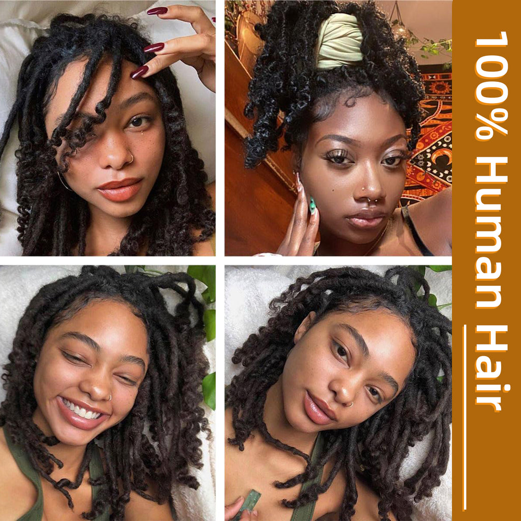 0.6cm Thickness 8inch 20 Strands/Pack 100% Handmade Human Hair Dreadlocks Lisa Locs Extensions With Curly End Africa Style