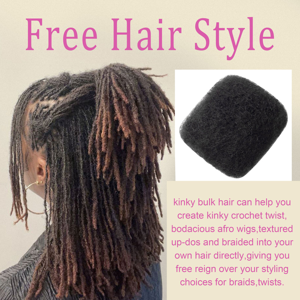 30g/pack 100% Afro Kinky Bulk Human Hair Cheveux Humains Curly Hair Bulk for Twisting Pre-stretch for Braiding